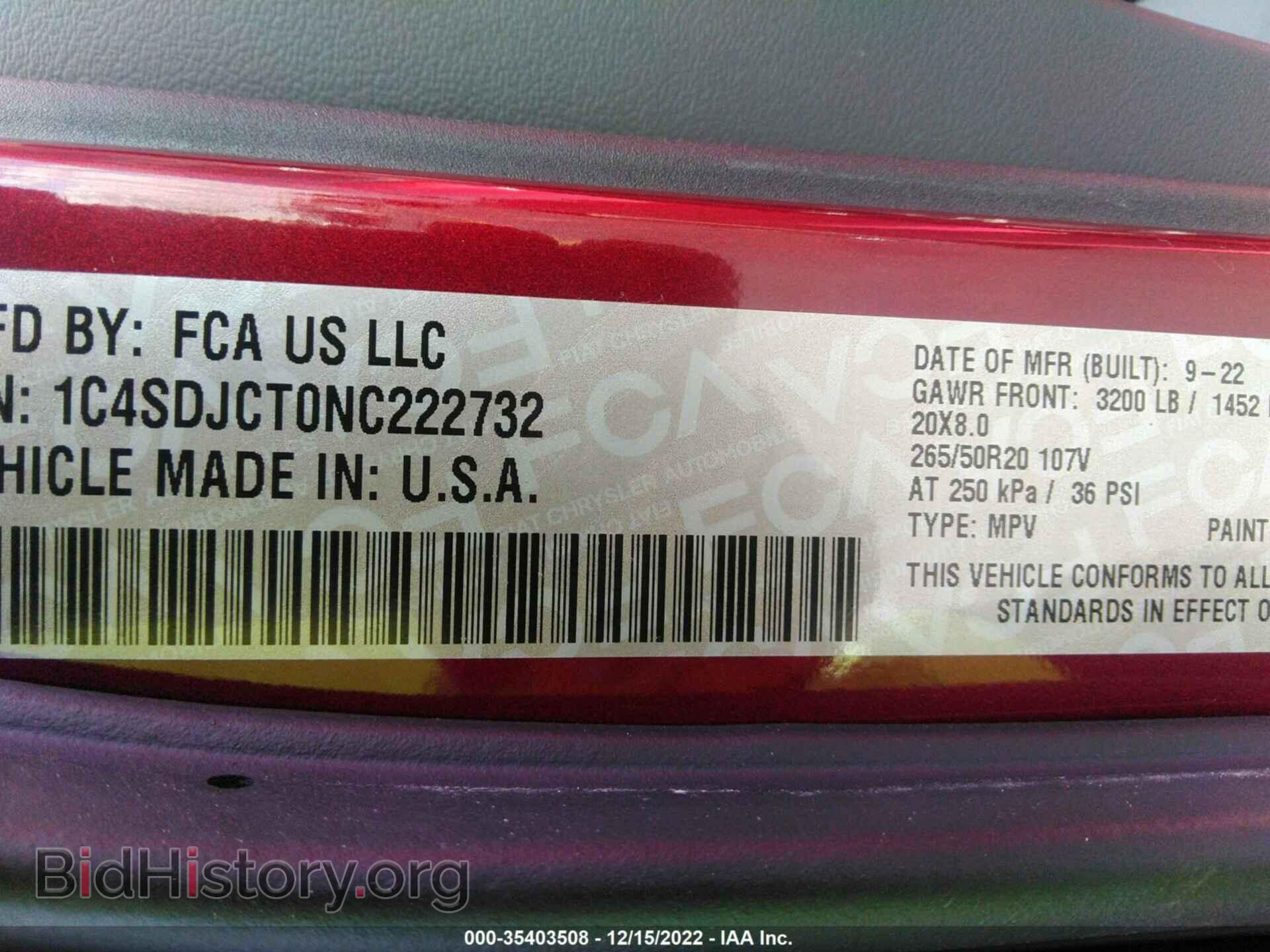 2022 DODGE DURANGO - VIN: 1C4SDJCT0NC222732 - Photo 9