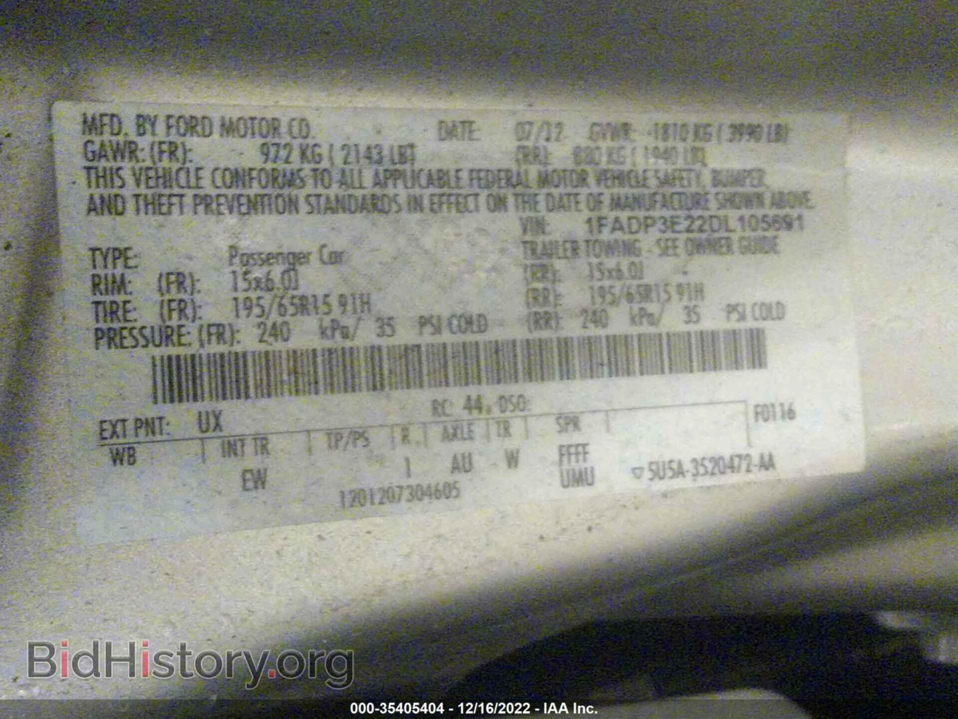 2013 FORD FOCUS - VIN: 1FADP3E22DL105691 - Фото 9