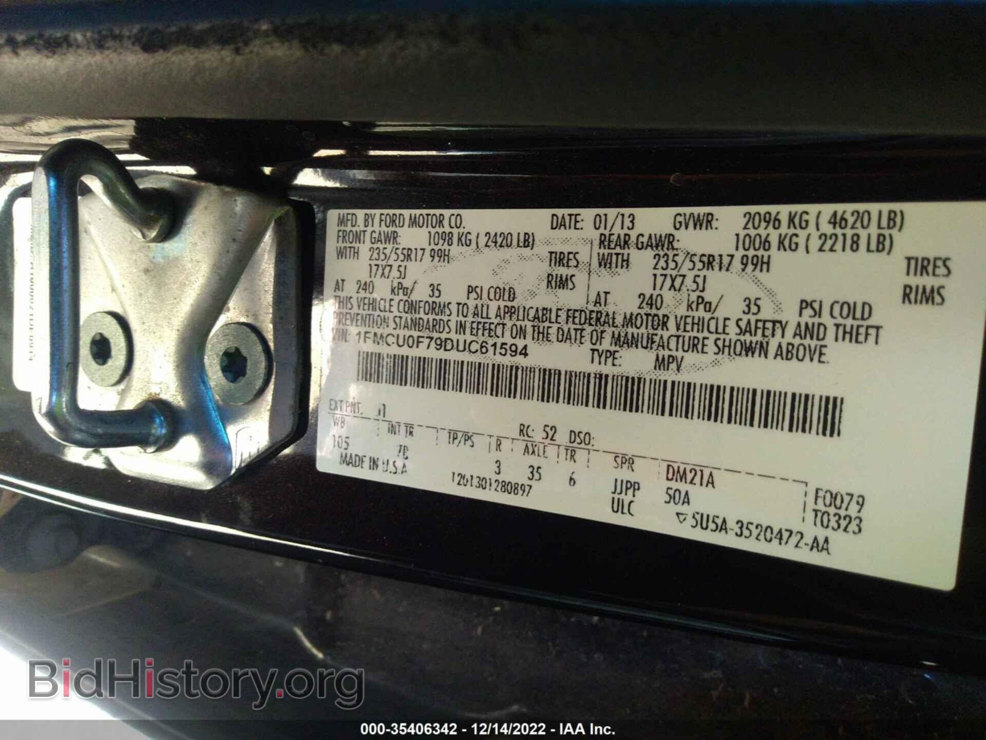 2013 FORD ESCAPE - VIN: 1FMCU0F79DUC61594 - Фото 9