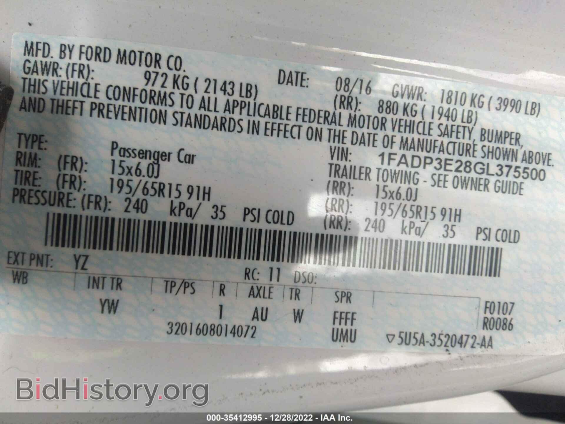 2016 FORD FOCUS - VIN: 1FADP3E28GL375500 - Фото 9