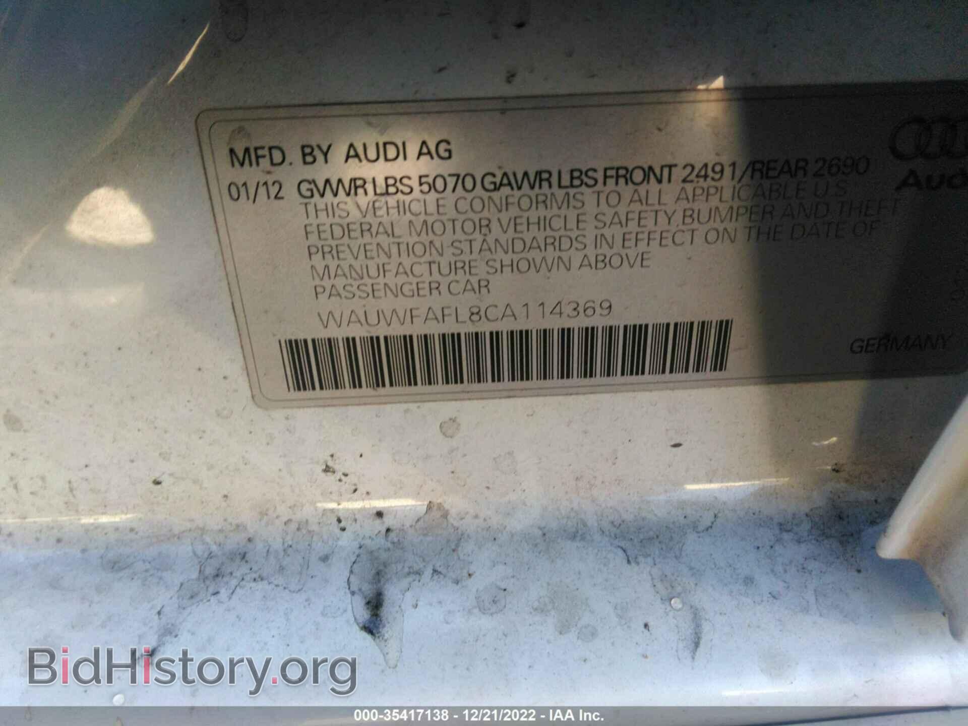 2012 AUDI A4 - VIN: WAUWFAFL8CA114369 - Фото 9