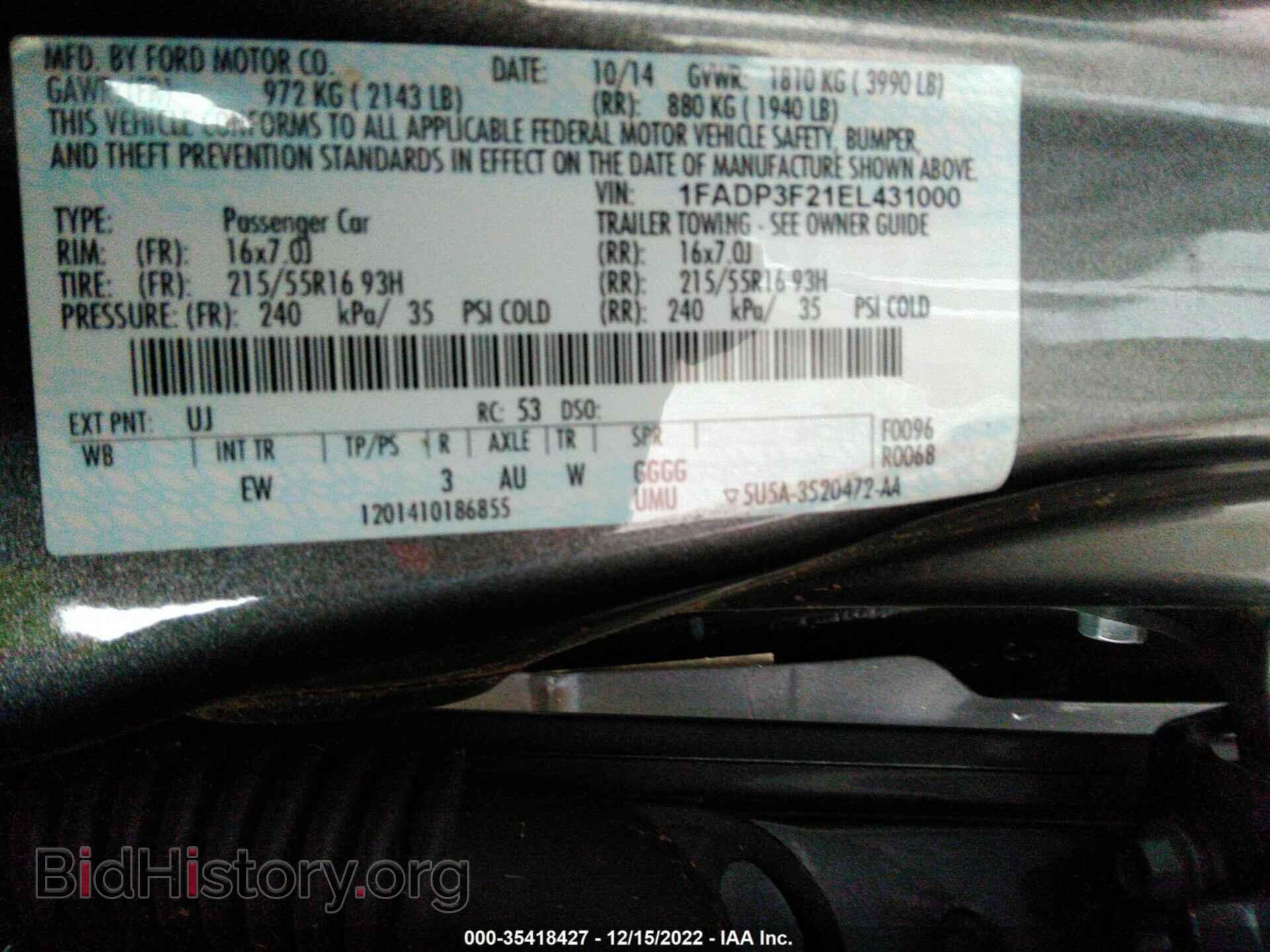 2014 FORD FOCUS - VIN: 1FADP3F21EL431000 - Фото 9