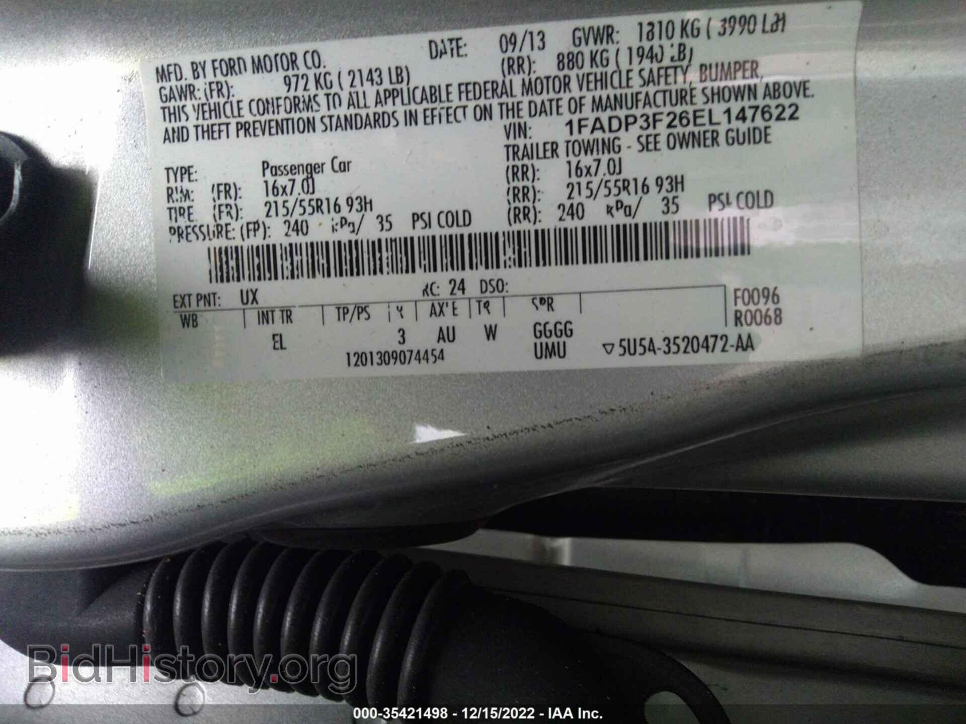 2014 FORD FOCUS - VIN: 1FADP3F26EL147622 - Фото 9