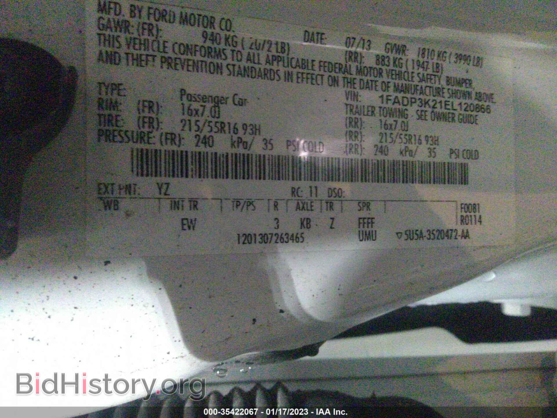 2014 FORD FOCUS - VIN: 1FADP3K21EL120866 - Photo 9