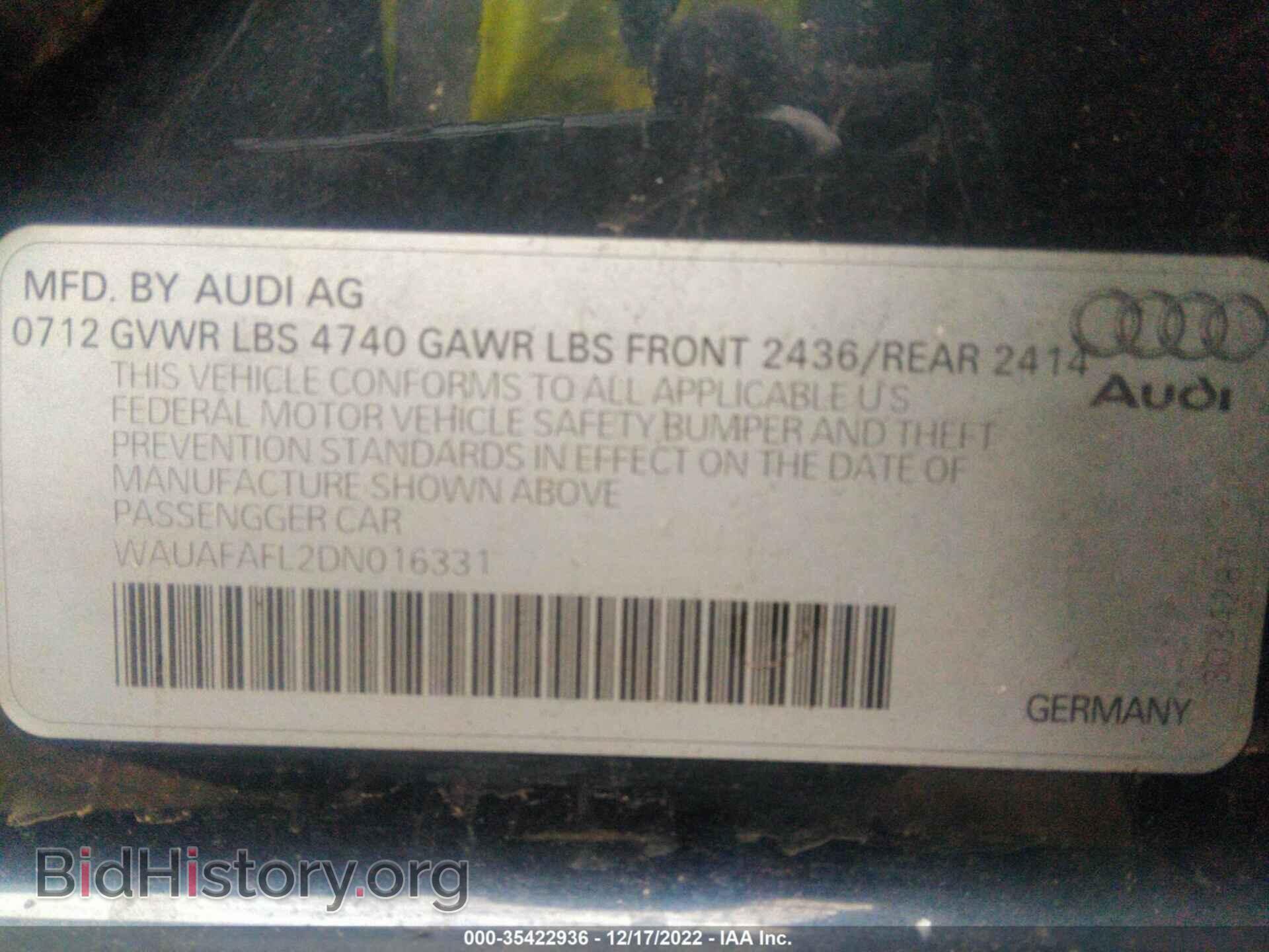 2013 AUDI A4 - VIN: WAUAFAFL2DN016331 - Photo 9