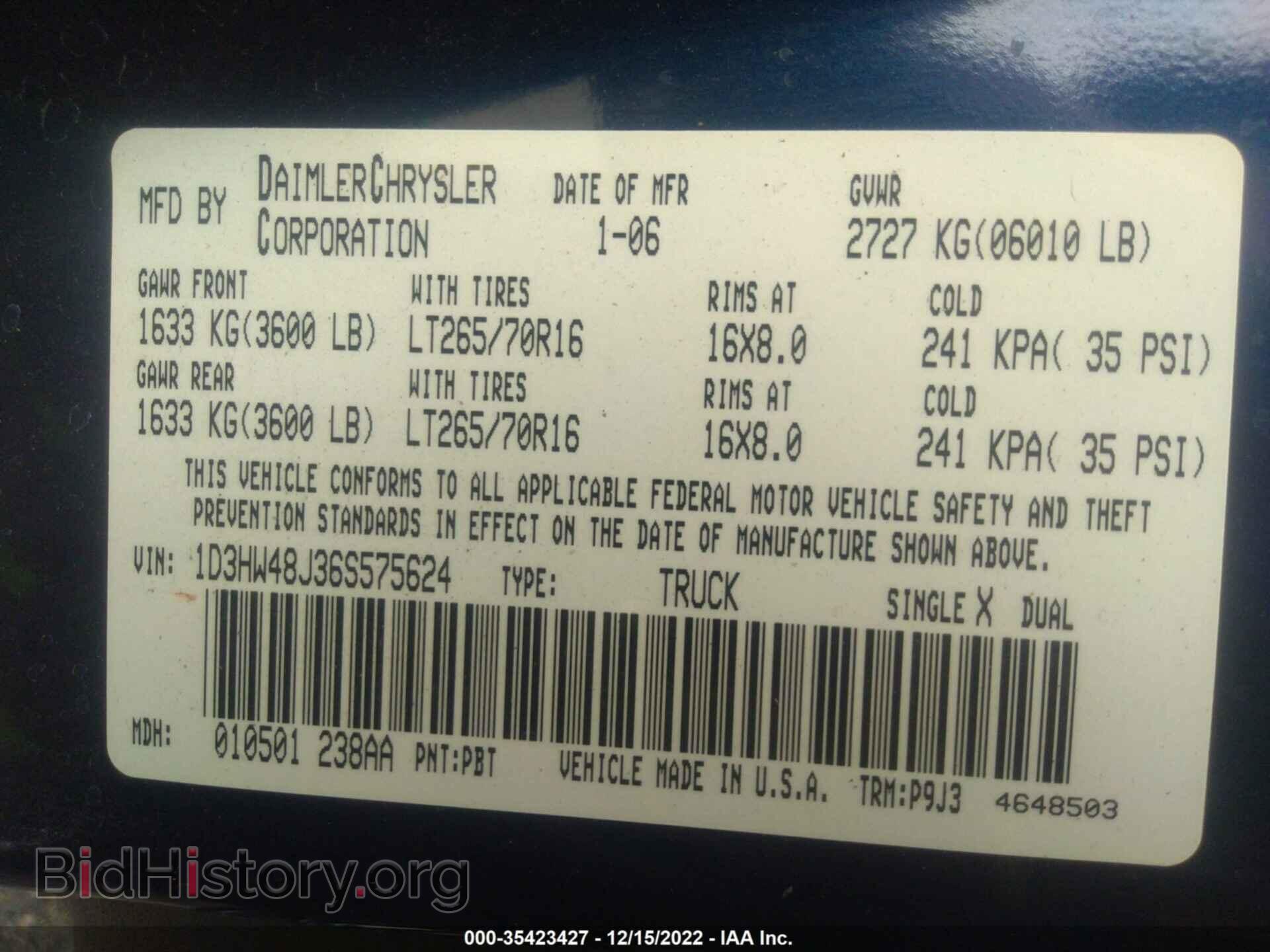 2006 DODGE DAKOTA - VIN: 1D3HW48J36S575624 - Фото 9