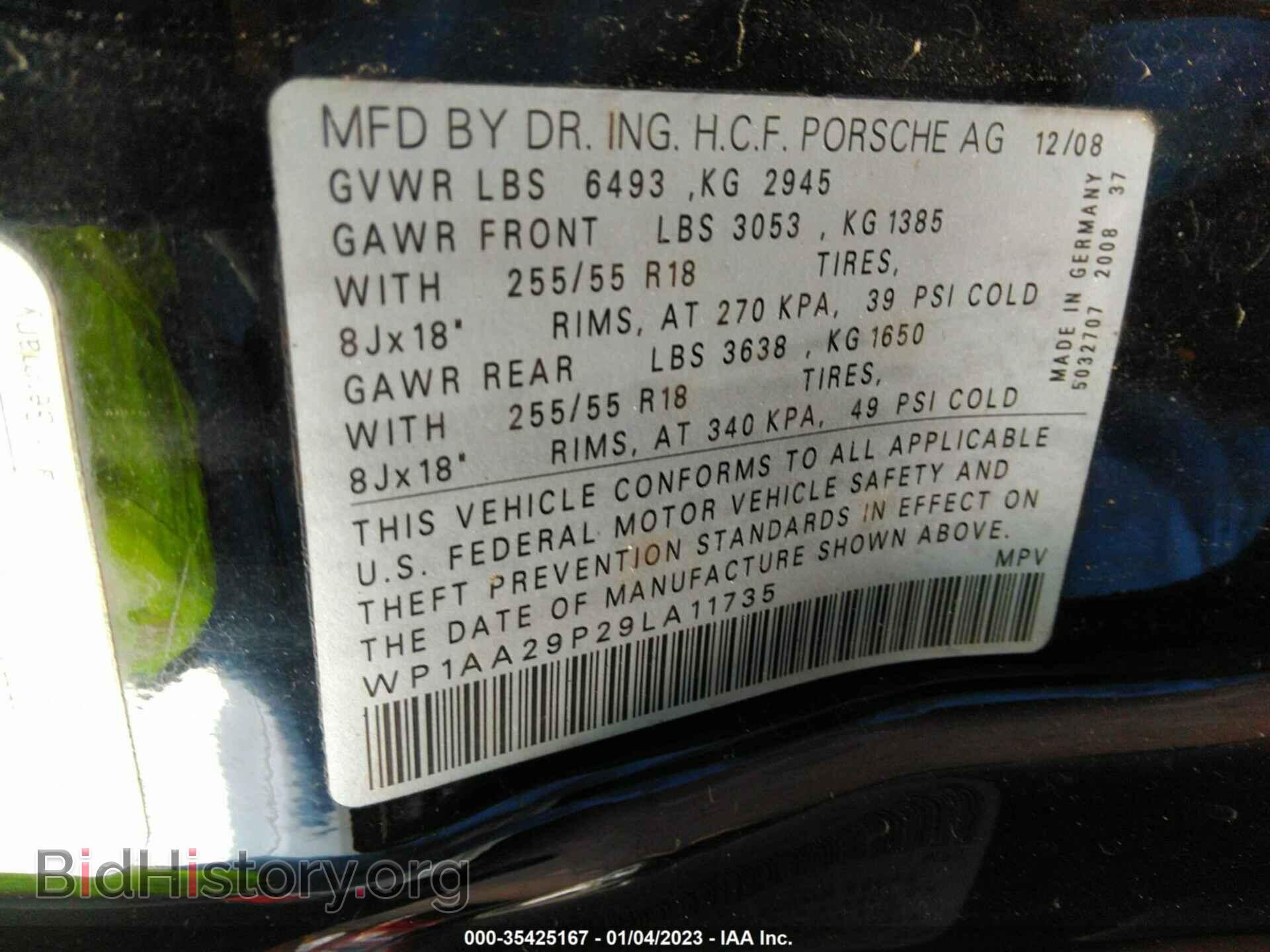 2009 PORSCHE CAYENNE - VIN: WP1AA29P29LA11735 - Фото 9