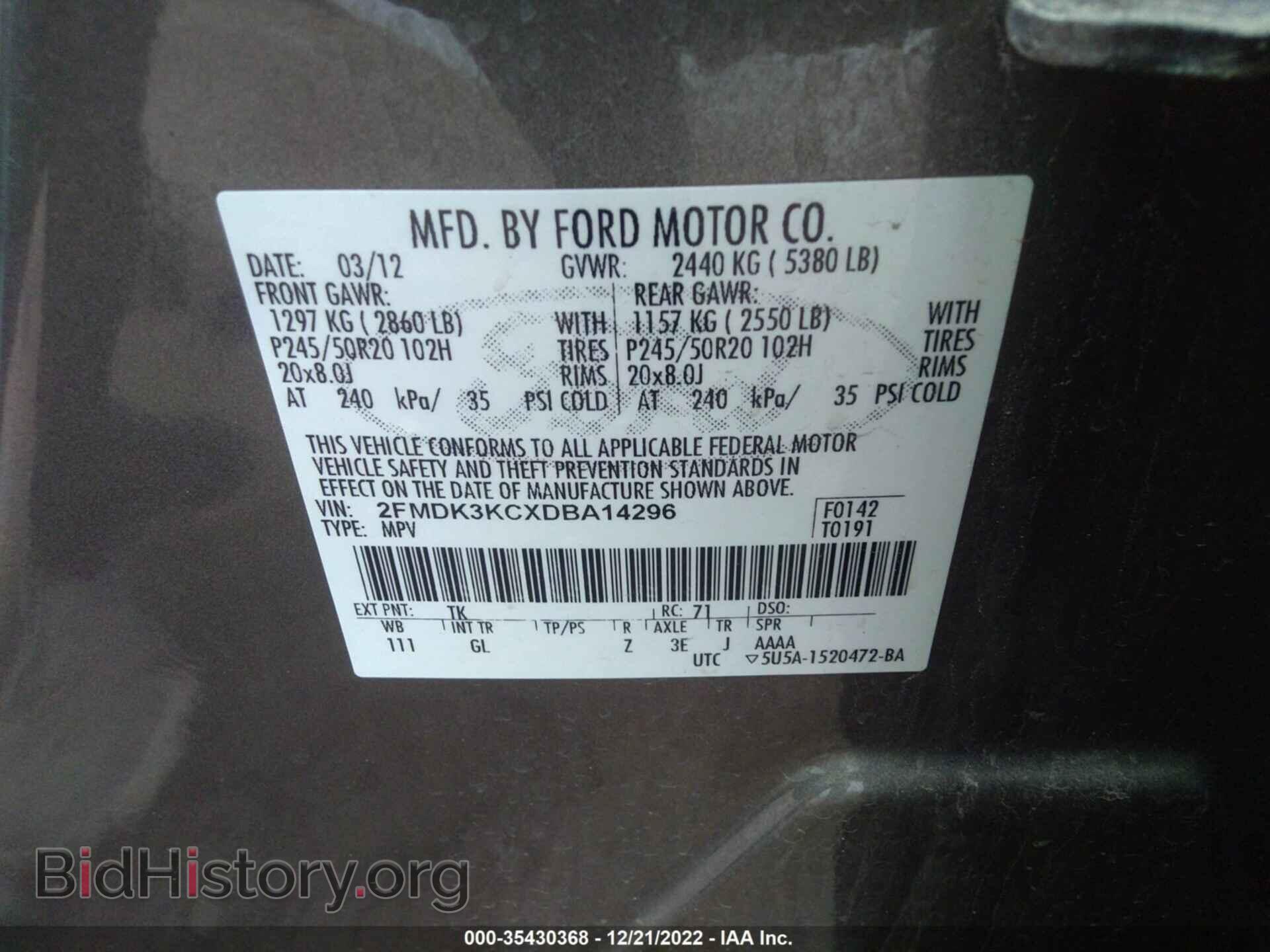 2013 FORD EDGE - VIN: 2FMDK3KCXDBA14296 - Photo 9