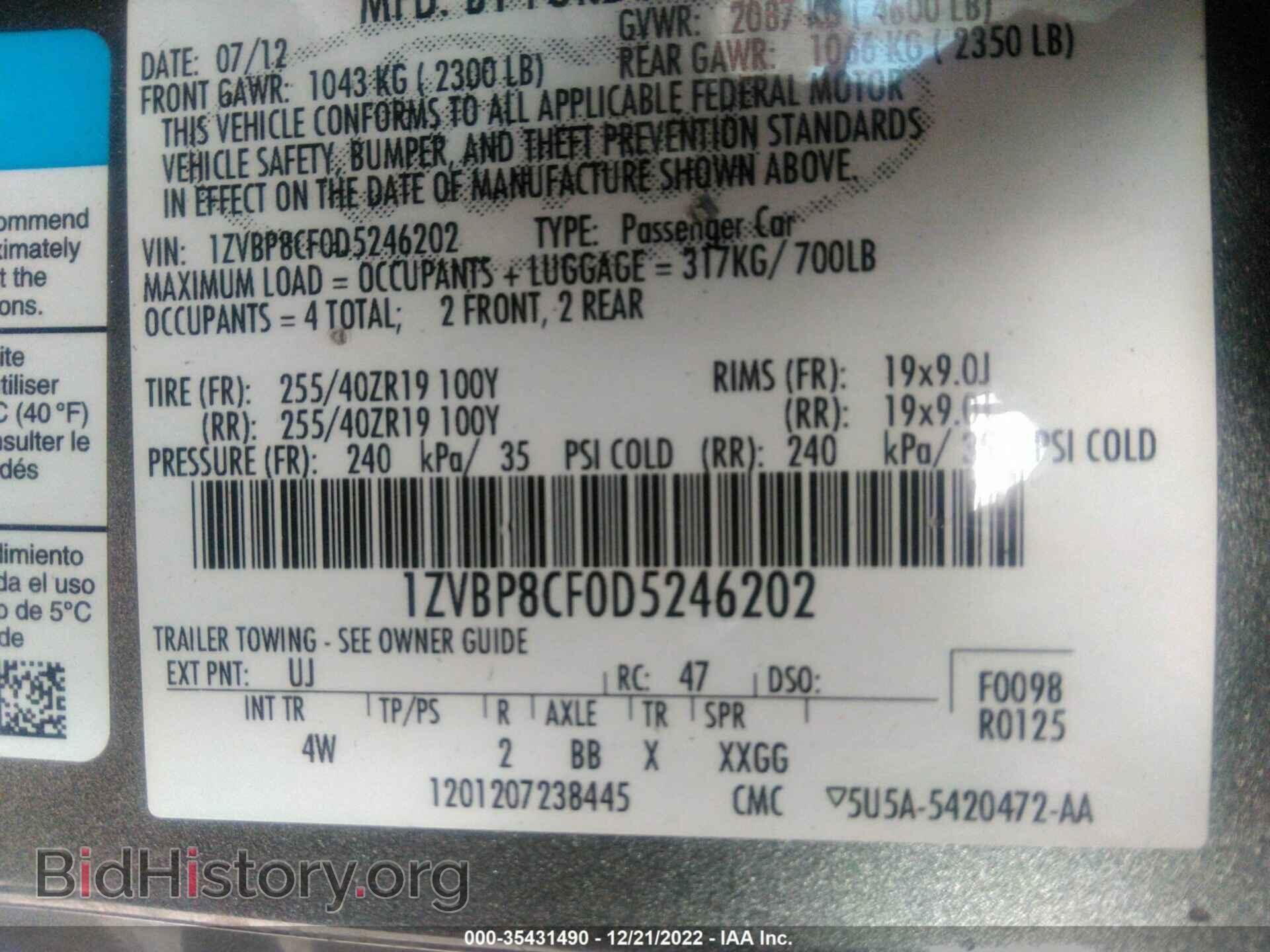 2013 FORD MUSTANG - VIN: 1ZVBP8CF0D5246202 - Фото 9