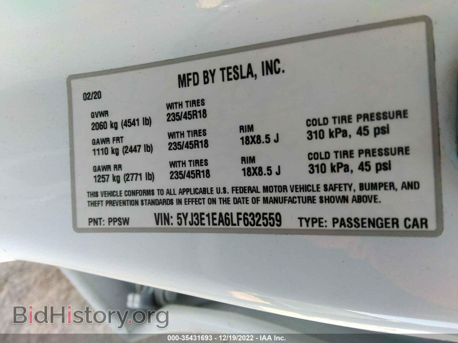 2020 TESLA MODEL 3 - VIN: 5YJ3E1EA6LF632559 - Photo 9