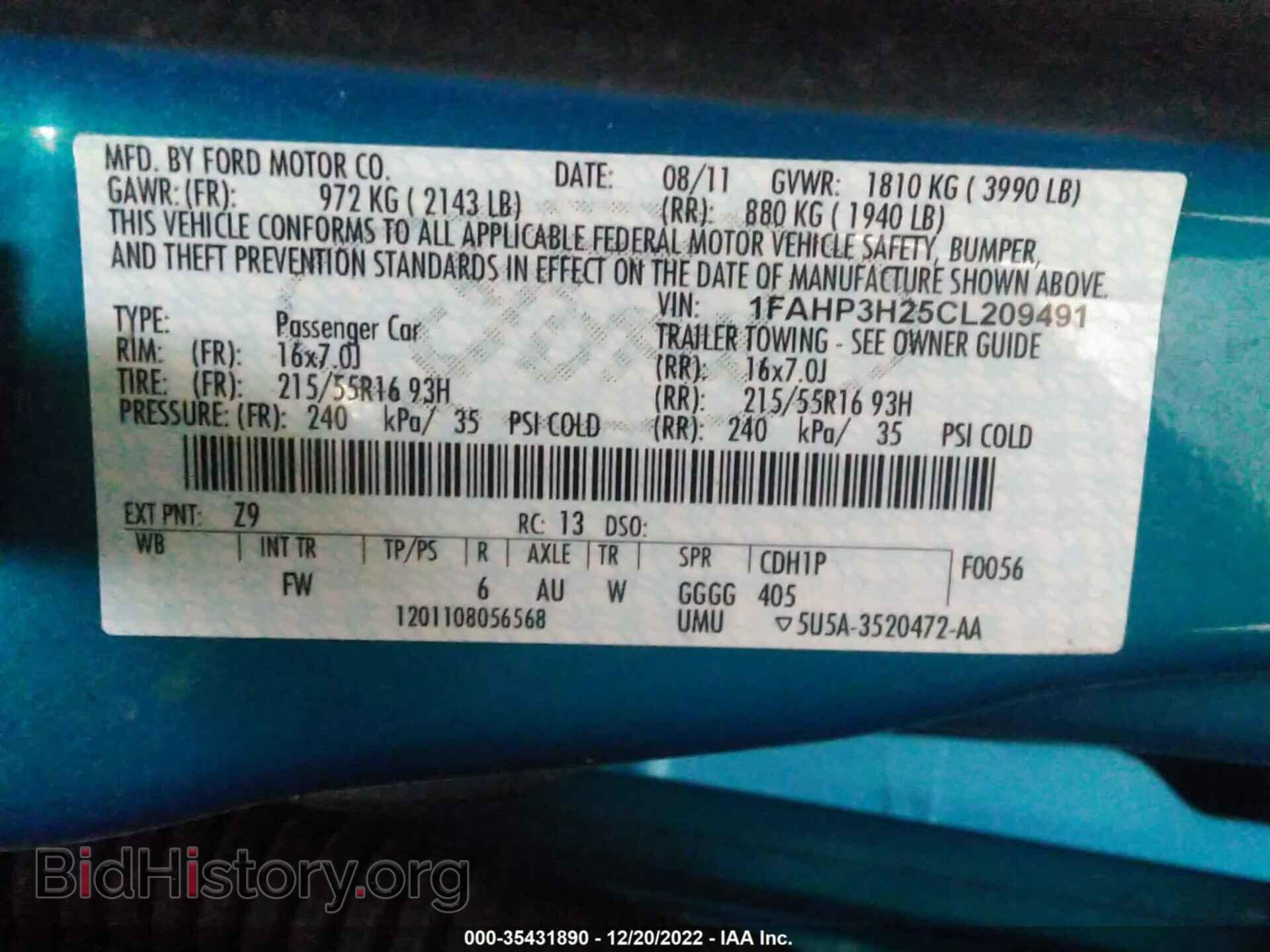 2012 FORD FOCUS - VIN: 1FAHP3H25CL209491 - Photo 9
