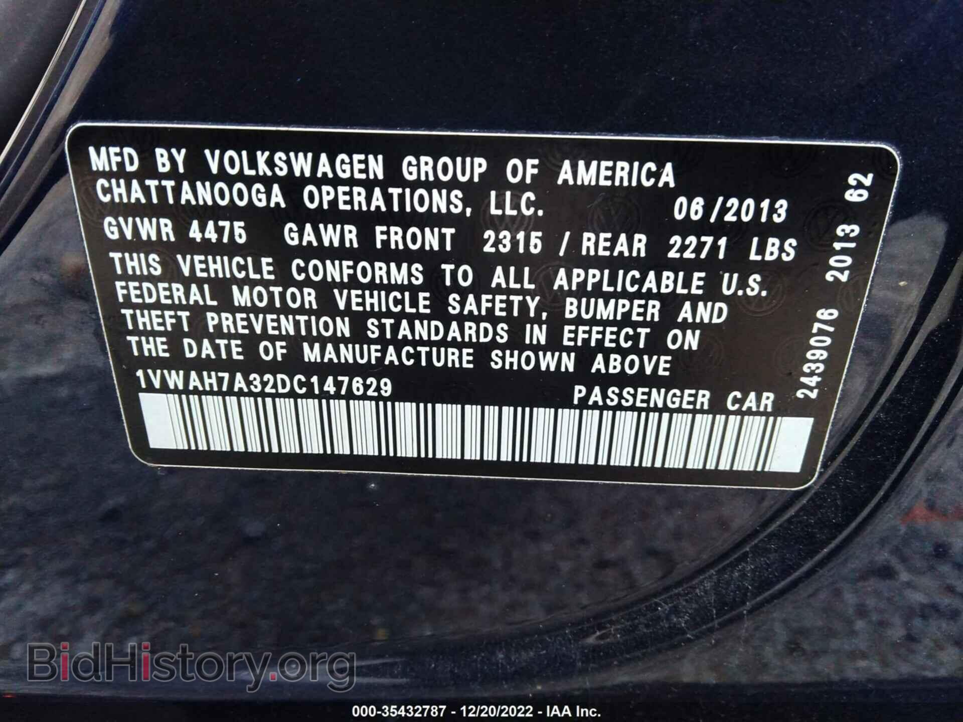 2013 VOLKSWAGEN PASSAT - VIN: 1VWAH7A32DC147629 - Фото 9