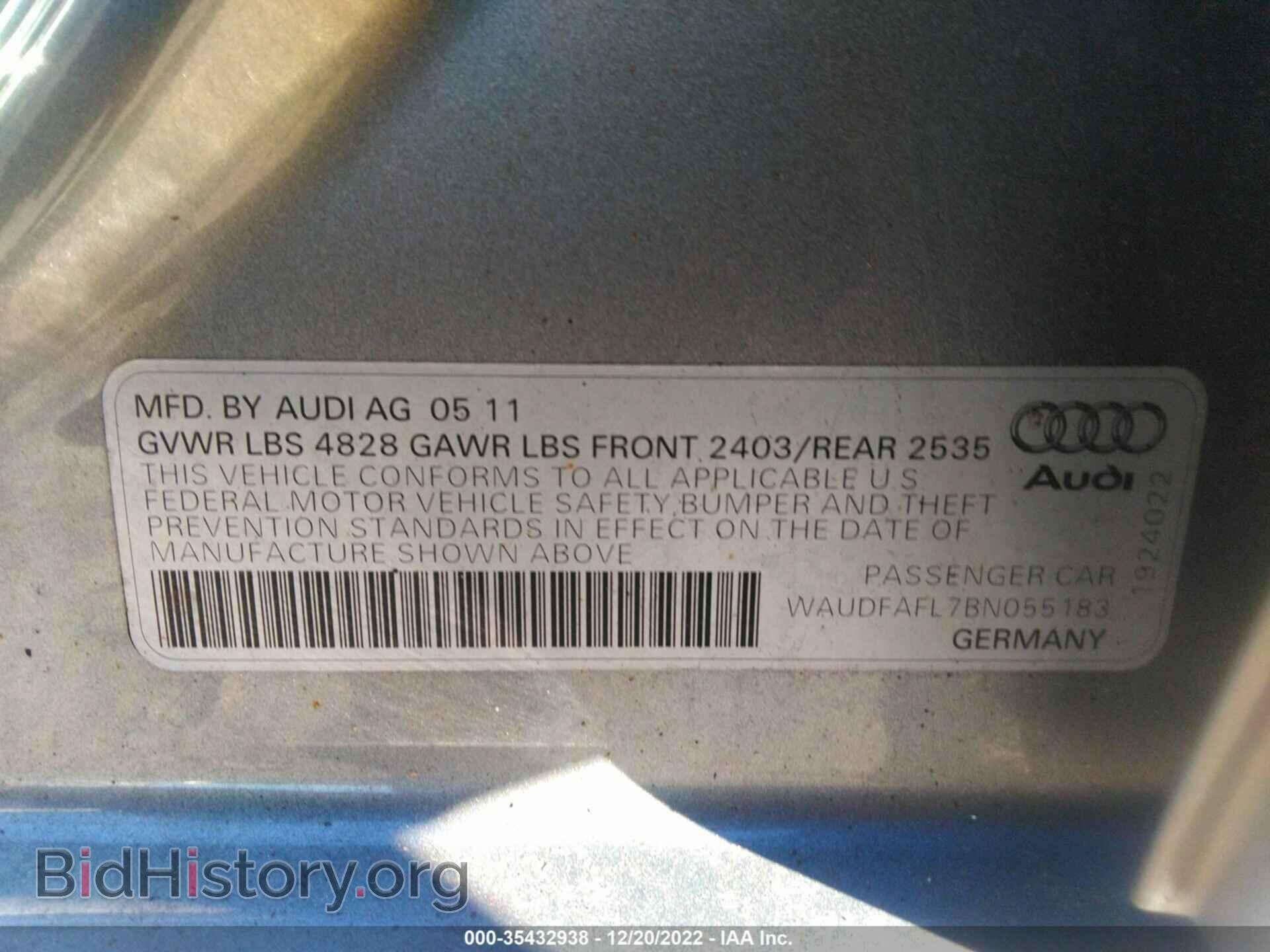 2011 AUDI A4 - VIN: WAUDFAFL7BN055183 - Фото 9