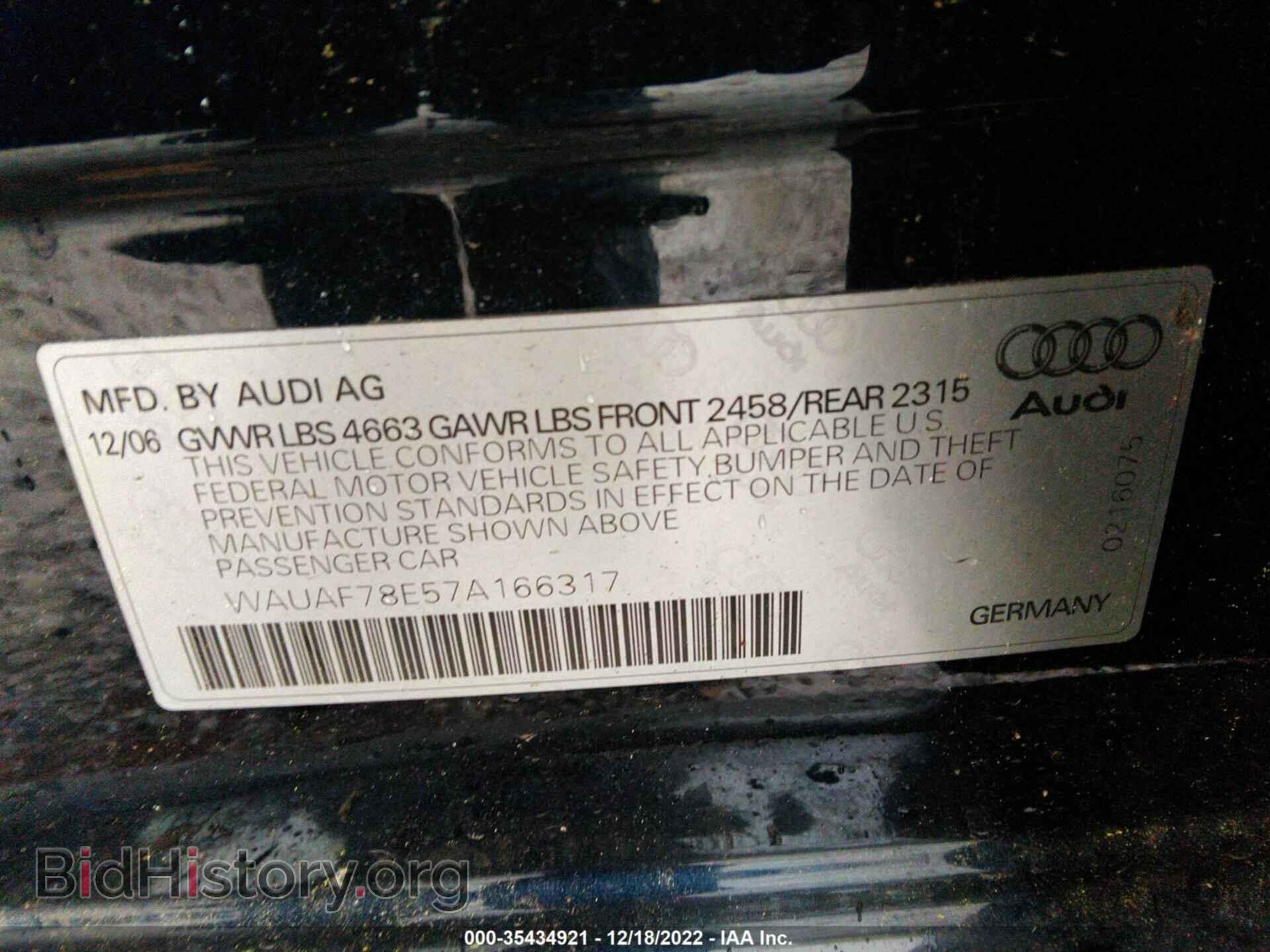 2007 AUDI A4 - VIN: WAUAF78E57A166317 - Photo 9