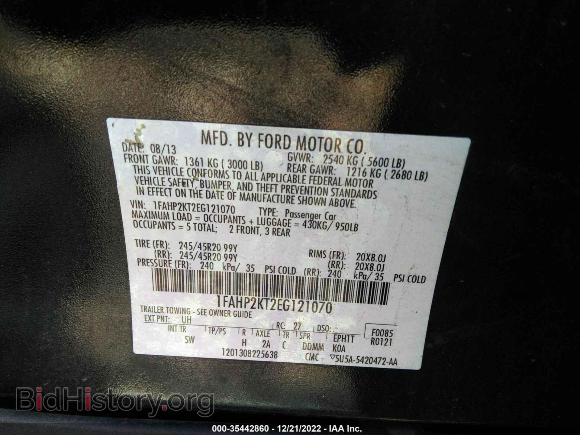 2014 FORD TAURUS - VIN: 1FAHP2KT2EG121070 - Фото 9