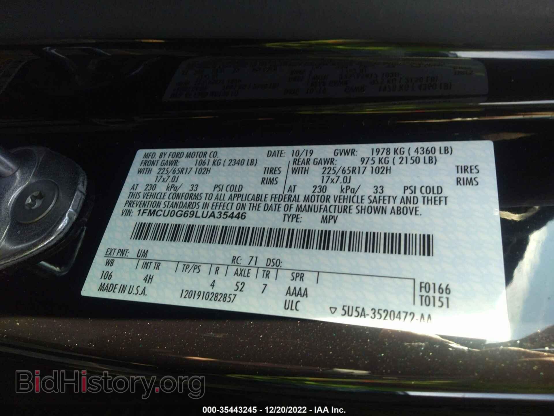 2020 FORD ESCAPE - VIN: 1FMCU0G69LUA35446 - Photo 9