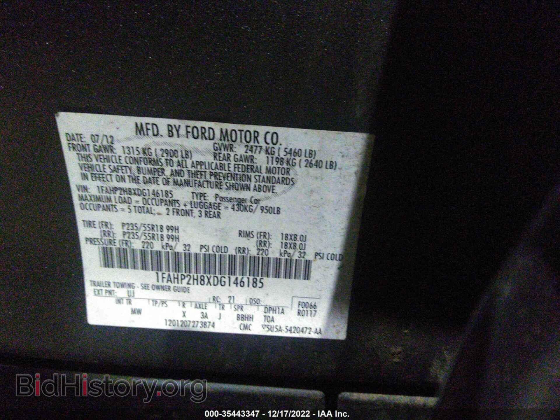 2013 FORD TAURUS - VIN: 00AHP2H8XDG146185 - Photo 9