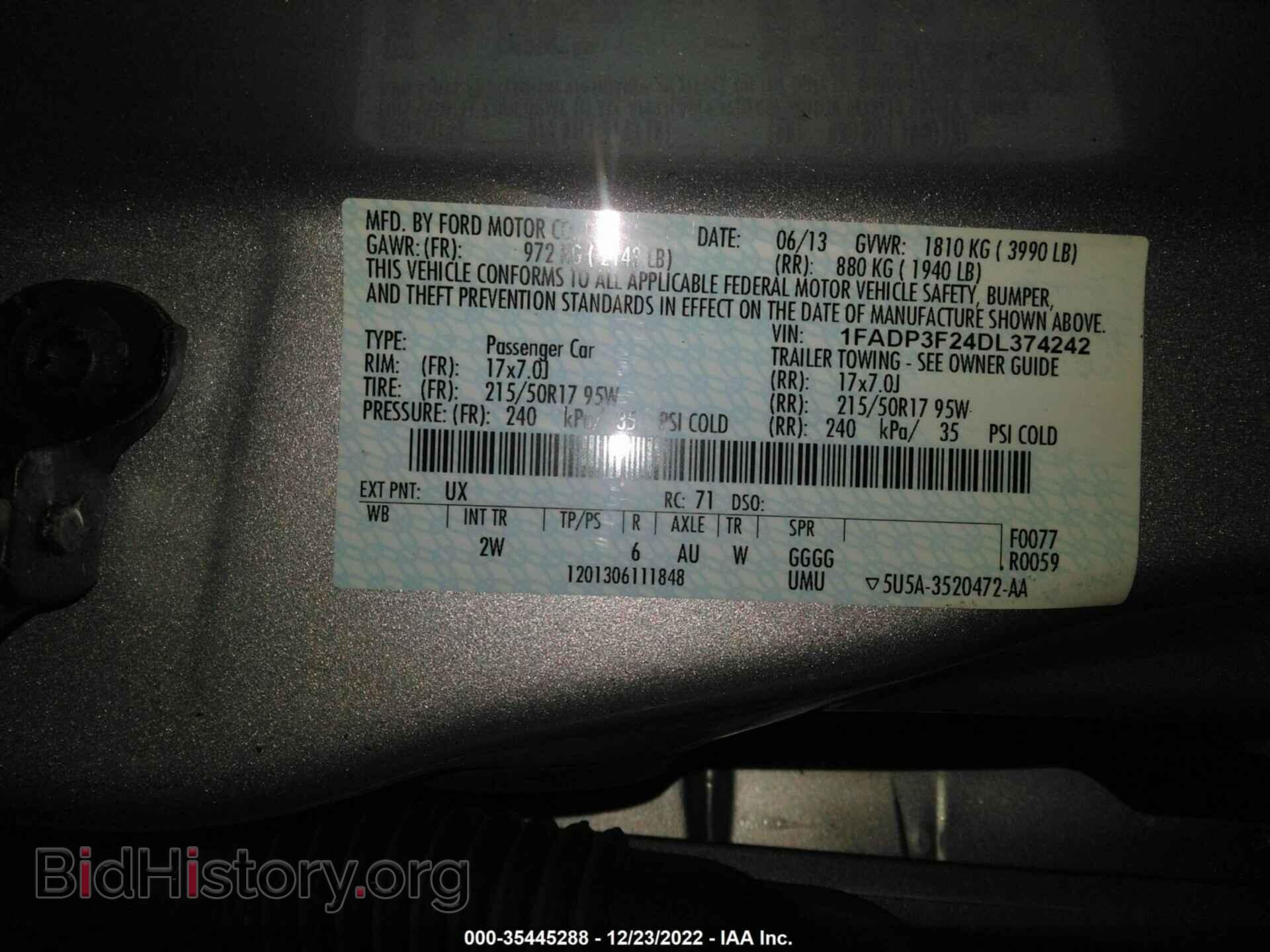 2013 FORD FOCUS - VIN: 1FADP3F24DL374242 - Фото 9
