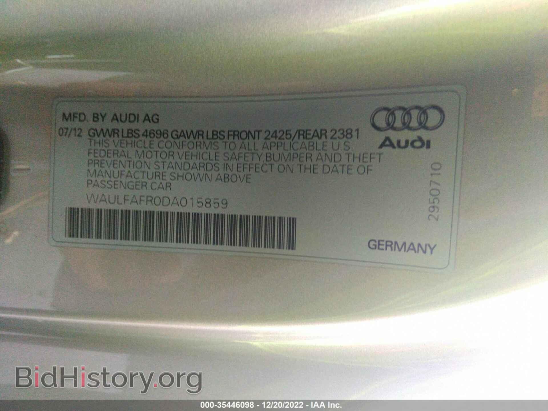 2013 AUDI A5 - VIN: WAULFAFR0DA015859 - Фото 9