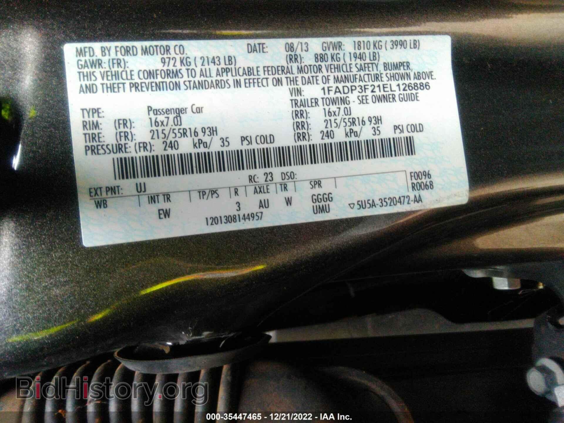 2014 FORD FOCUS - VIN: 1FADP3F21EL126886 - Фото 9