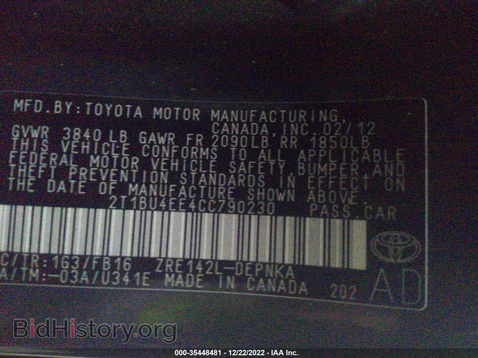 2012 TOYOTA COROLLA - VIN: 2T1BU4EE4CC790230 - Фото 9