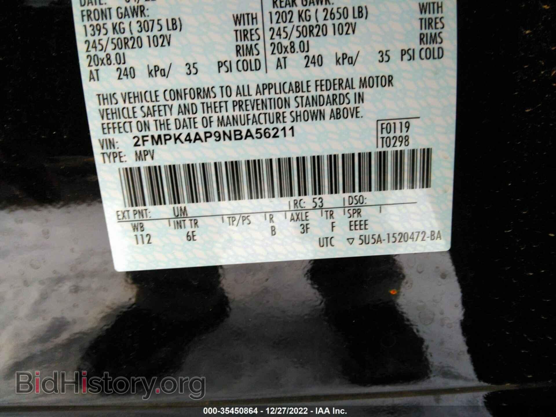 2022 FORD EDGE - VIN: 2FMPK4AP9NBA56211 - Photo 9