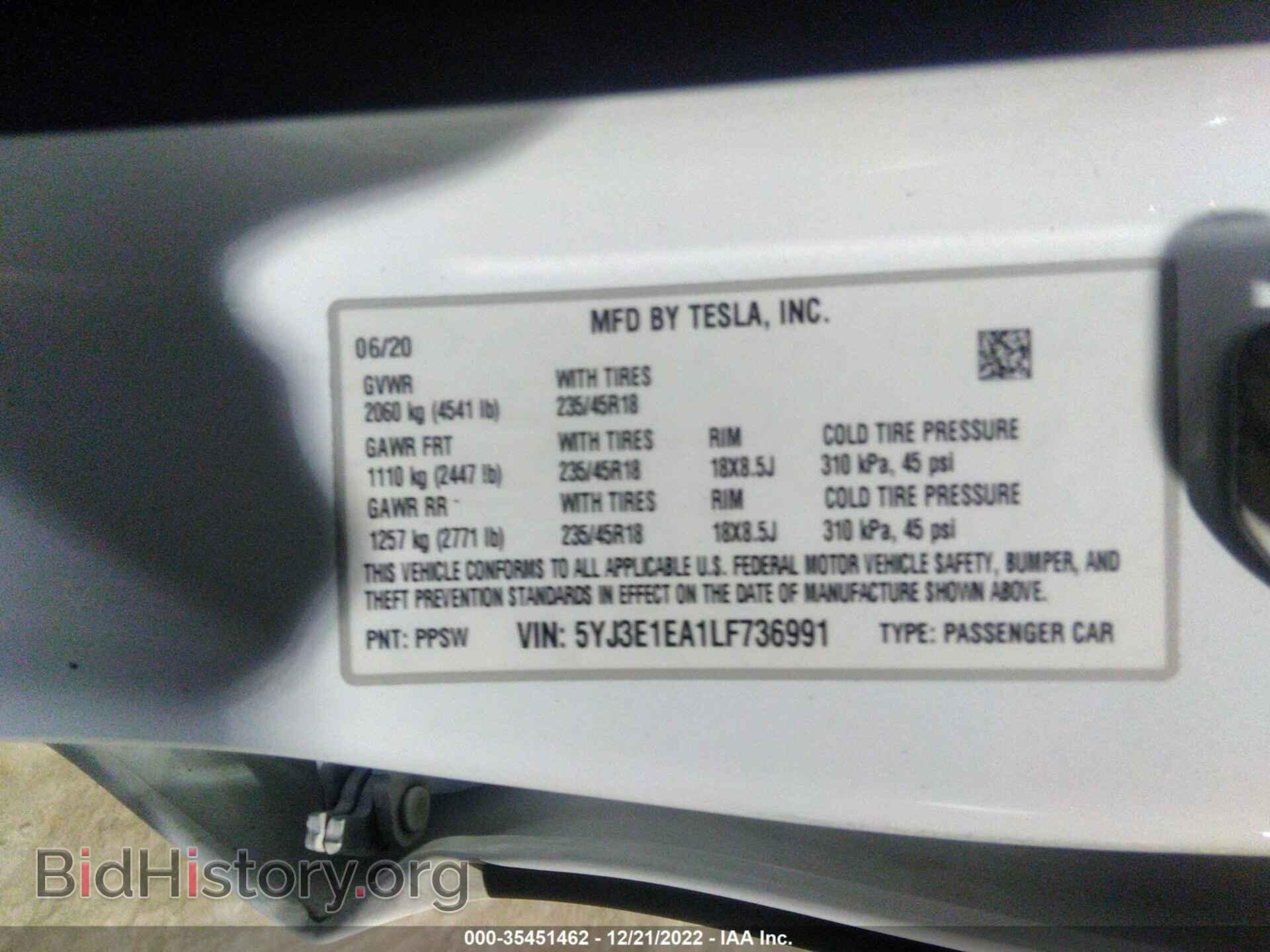 2020 TESLA MODEL 3 - VIN: 5YJ3E1EA1LF736991 - Photo 9