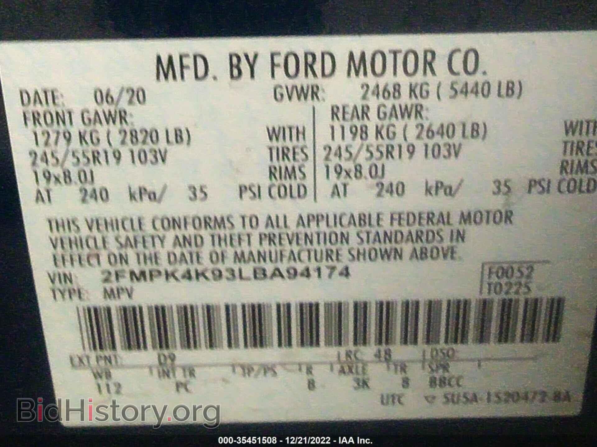 2020 FORD EDGE - VIN: 2FMPK4K93LBA94174 - Photo 9