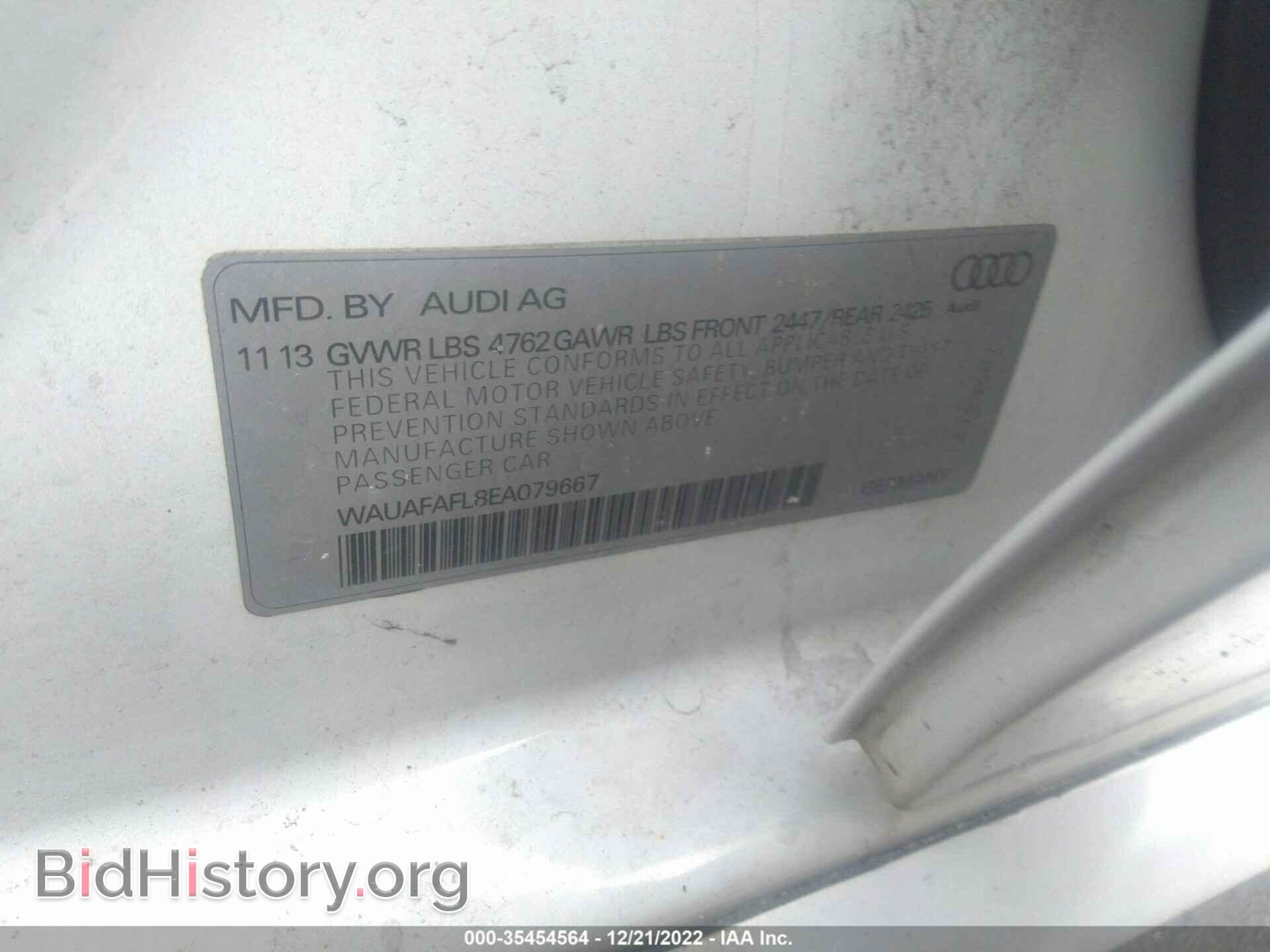 2014 AUDI A4 - VIN: WAUAFAFL8EA079667 - Фото 9
