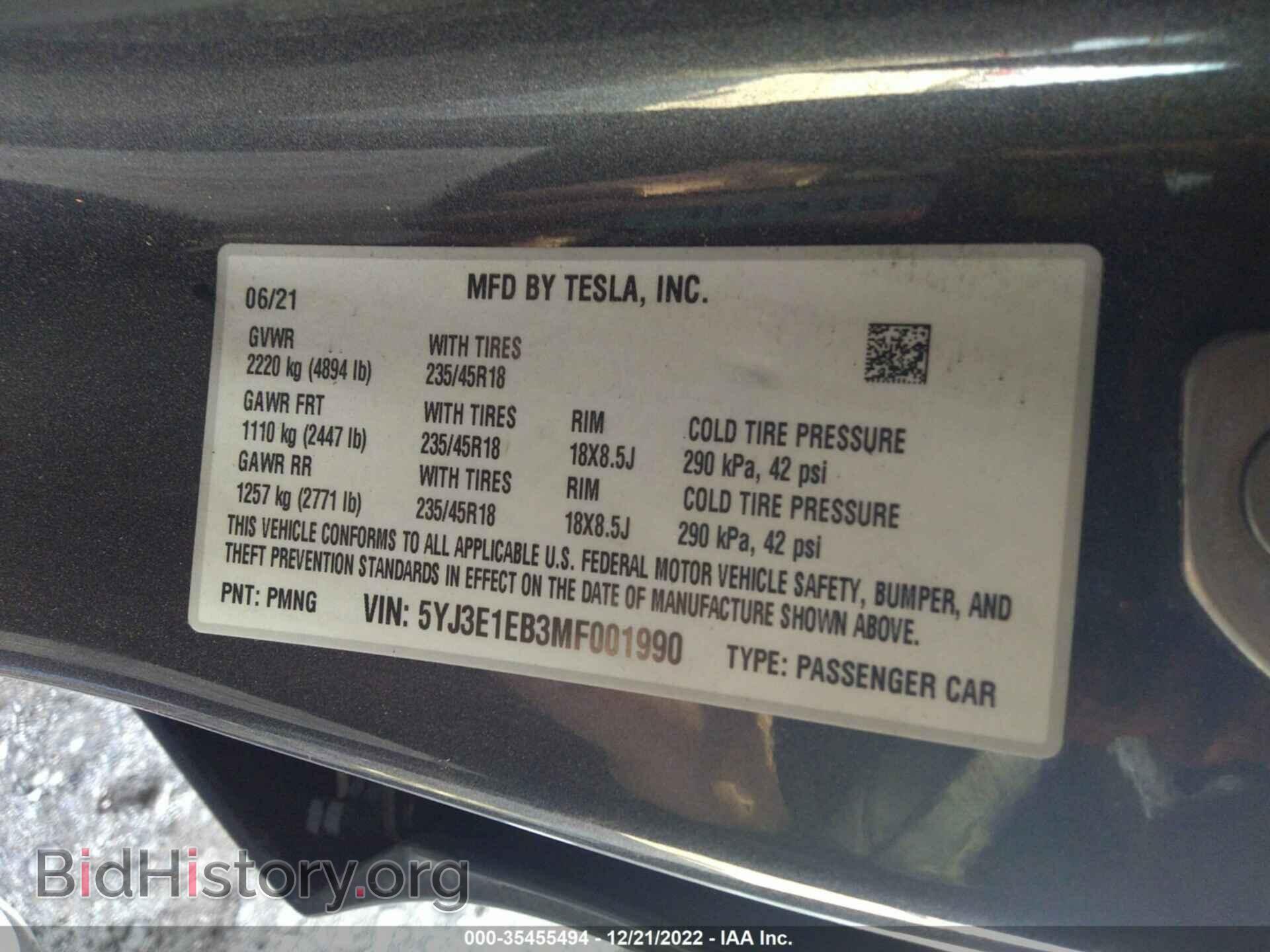 2021 TESLA MODEL 3 - VIN: 5YJ3E1EB3MF001990 - Photo 9