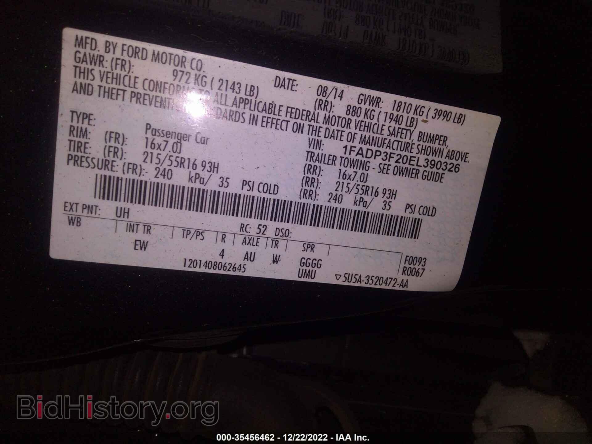 2014 FORD FOCUS - VIN: 1FADP3F20EL390326 - Фото 9