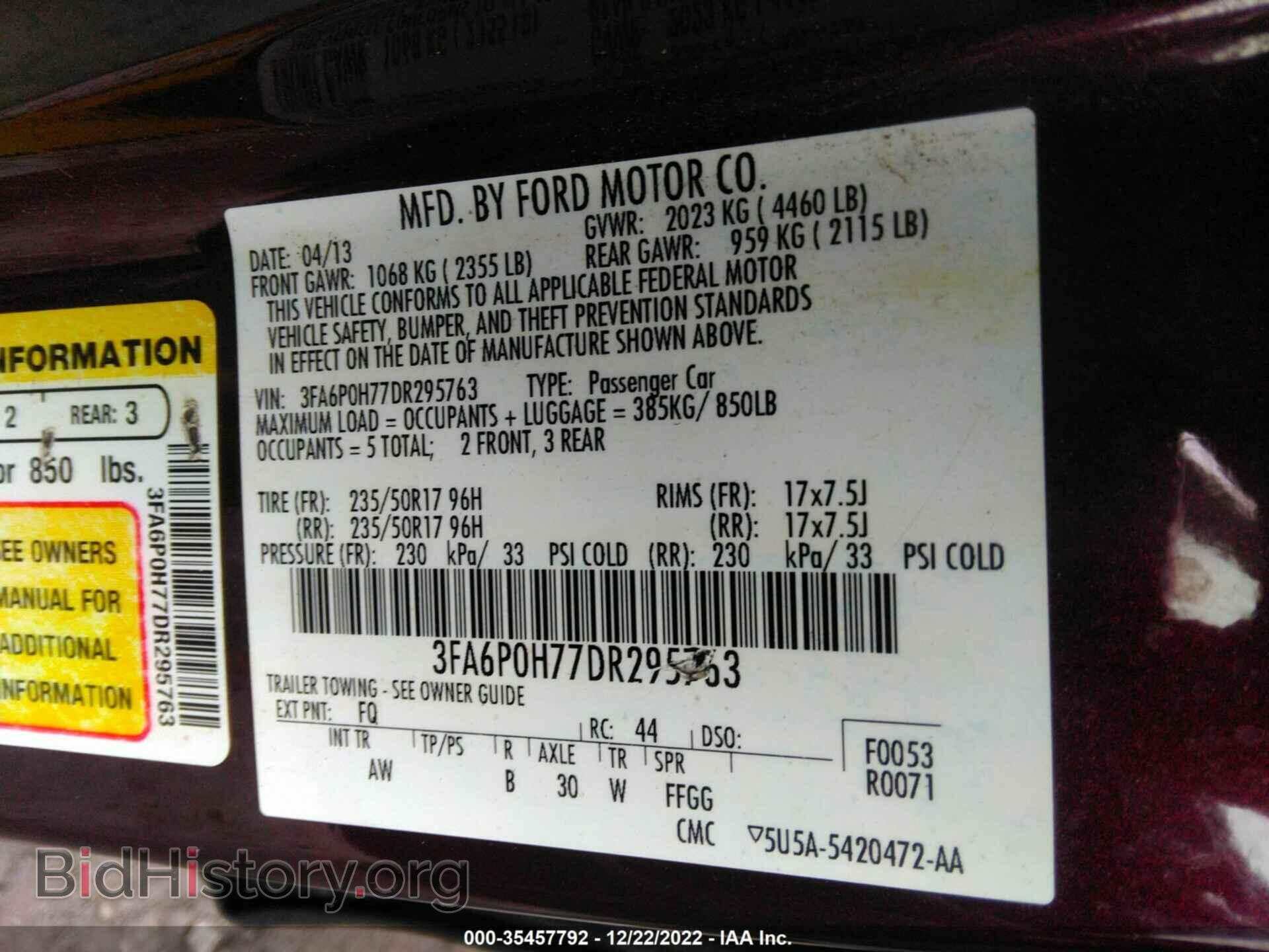 2013 FORD FUSION - VIN: 3FA6P0H77DR295763 - Photo 9