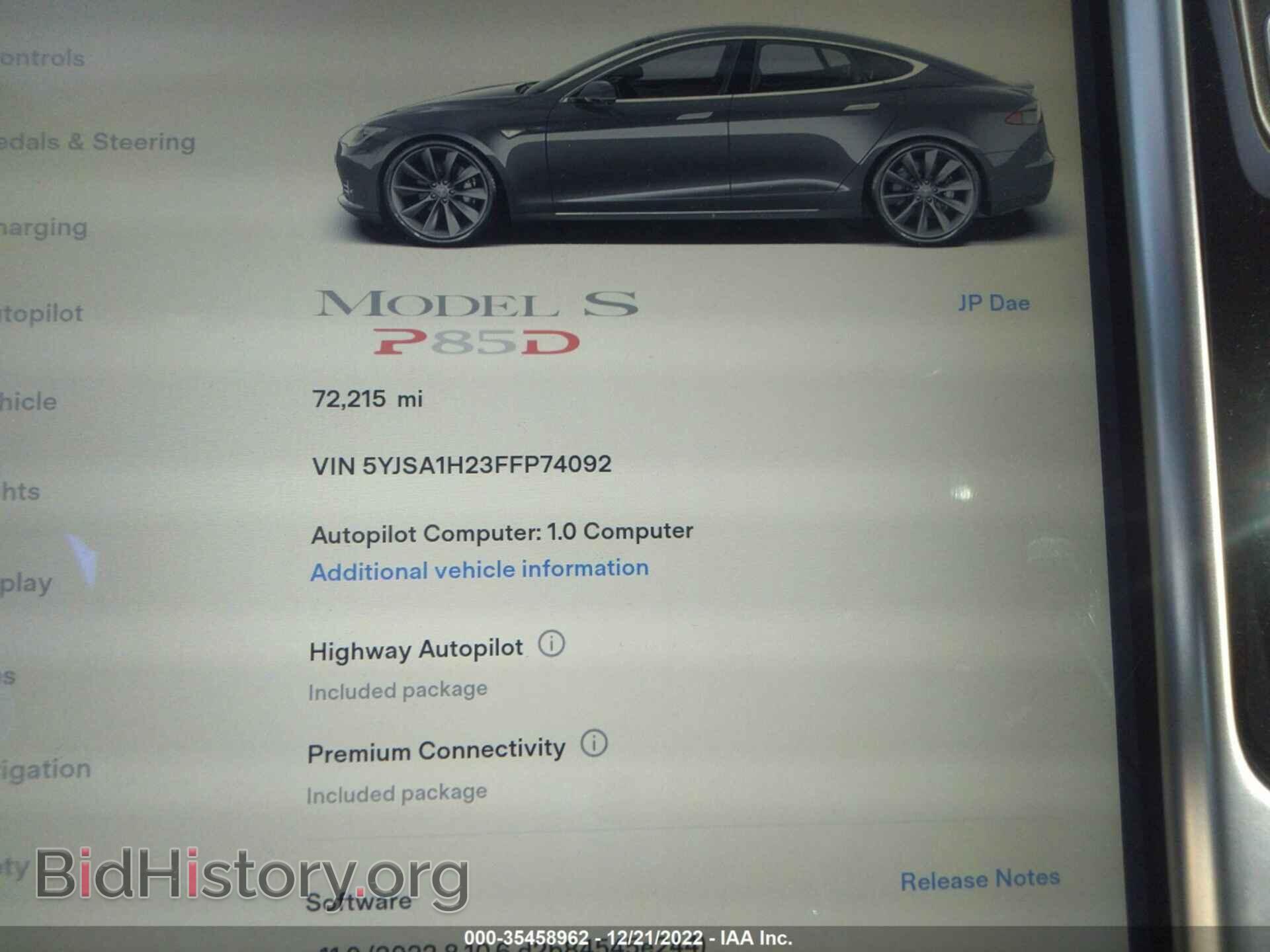 2015 TESLA MODEL S - VIN: 5YJSA1H23FFP74092 - Photo 7