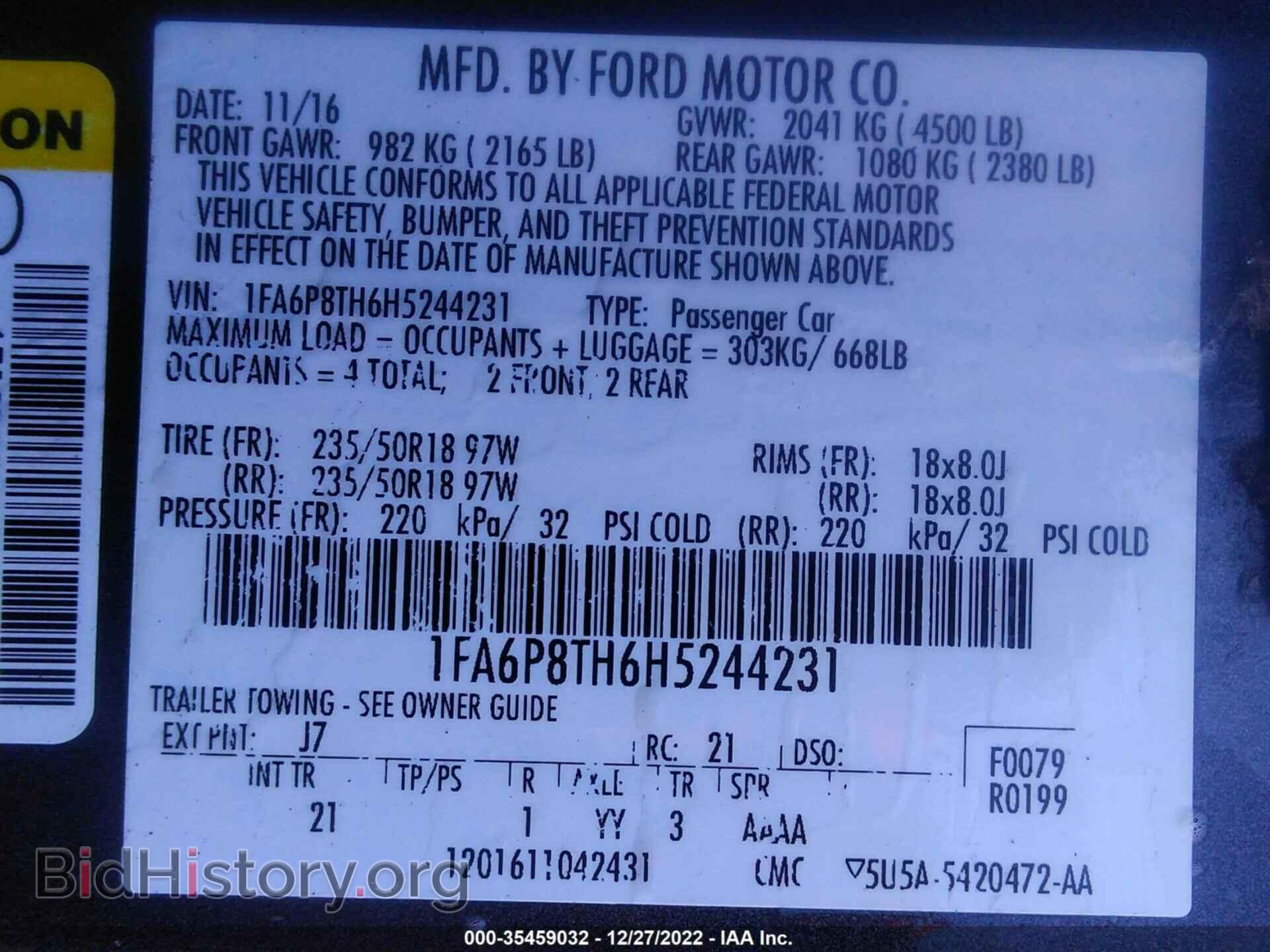 2017 FORD MUSTANG - VIN: 1FA6P8TH6H5244231 - Фото 9