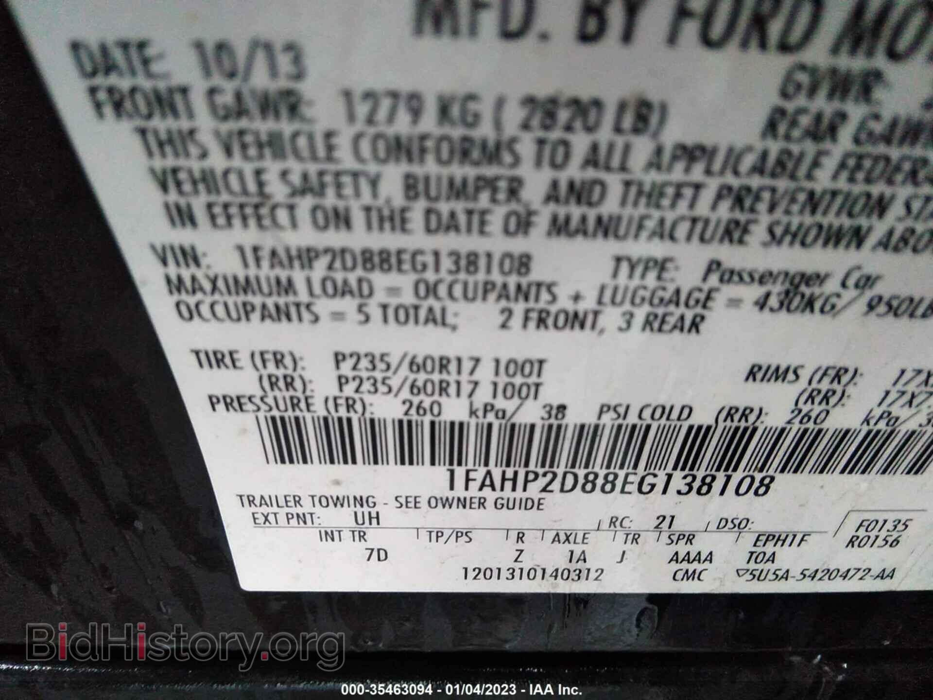 2014 FORD TAURUS - VIN: 1FAHP2D88EG138108 - Photo 9