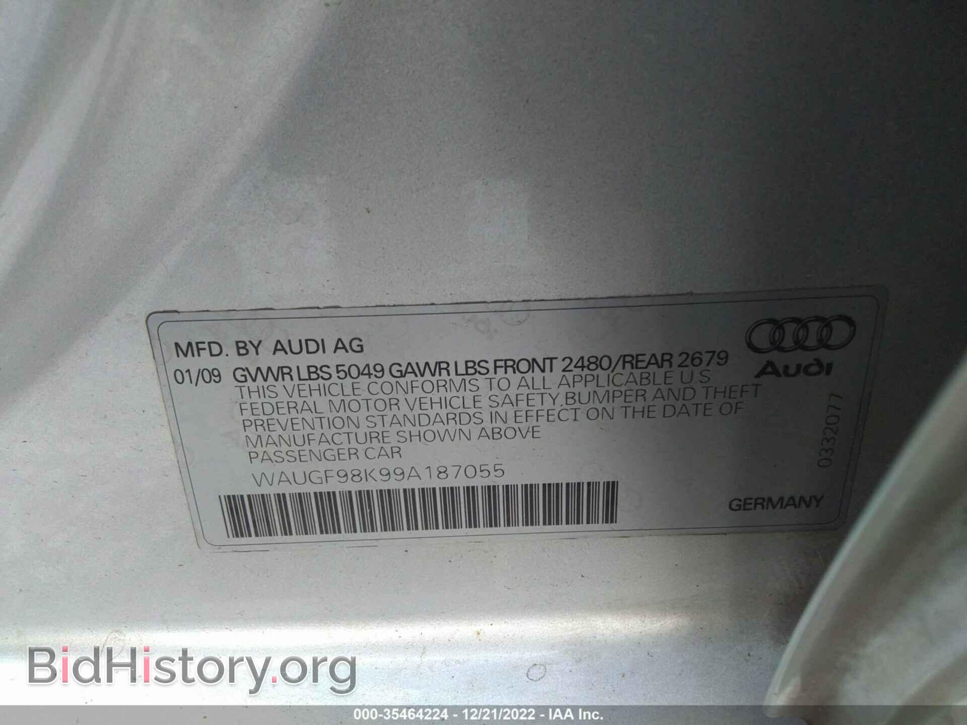2009 AUDI A4 - VIN: WAUGF98K99A187055 - Фото 9