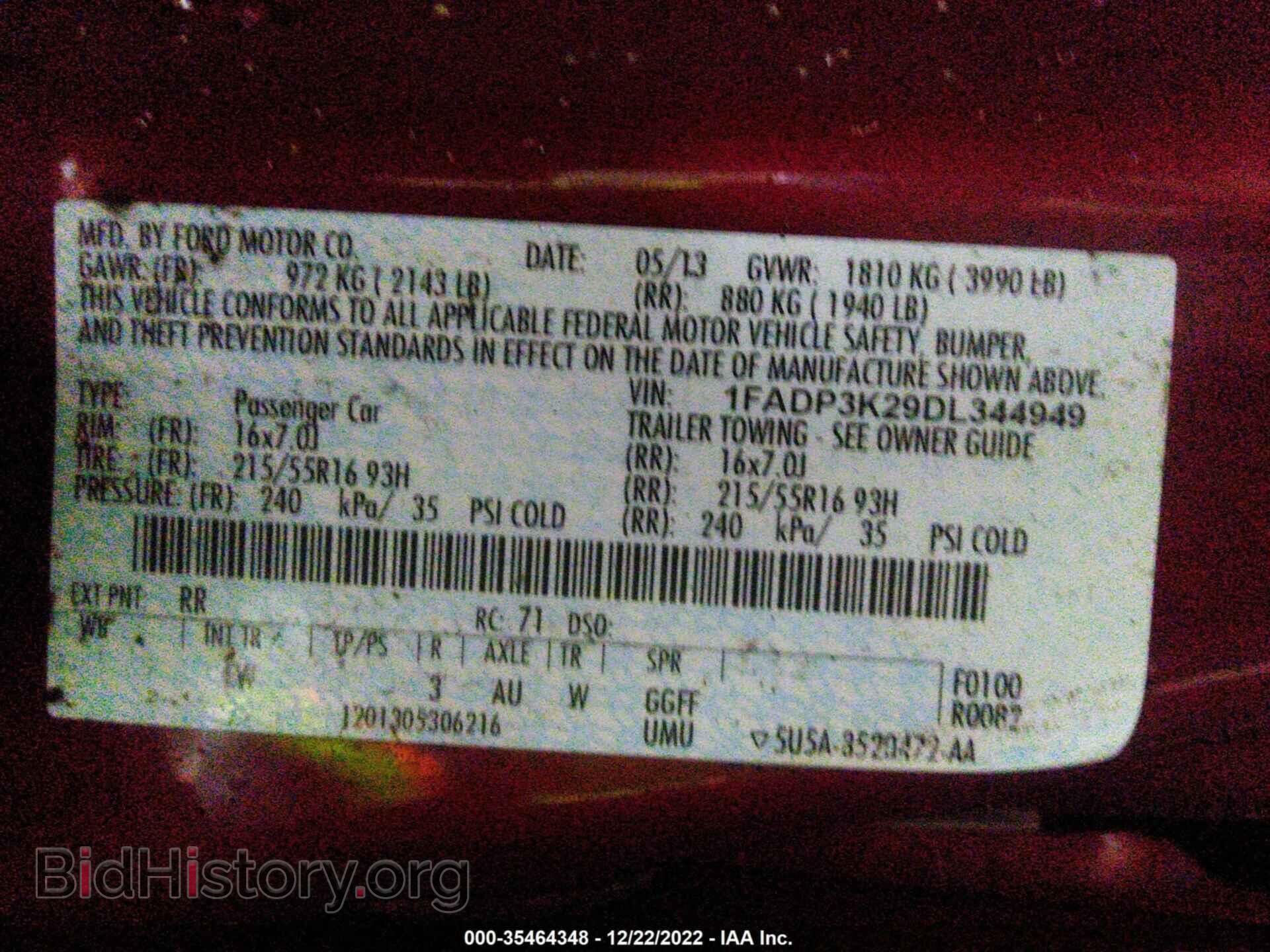 2013 FORD FOCUS - VIN: 1FADP3K29DL344949 - Фото 9