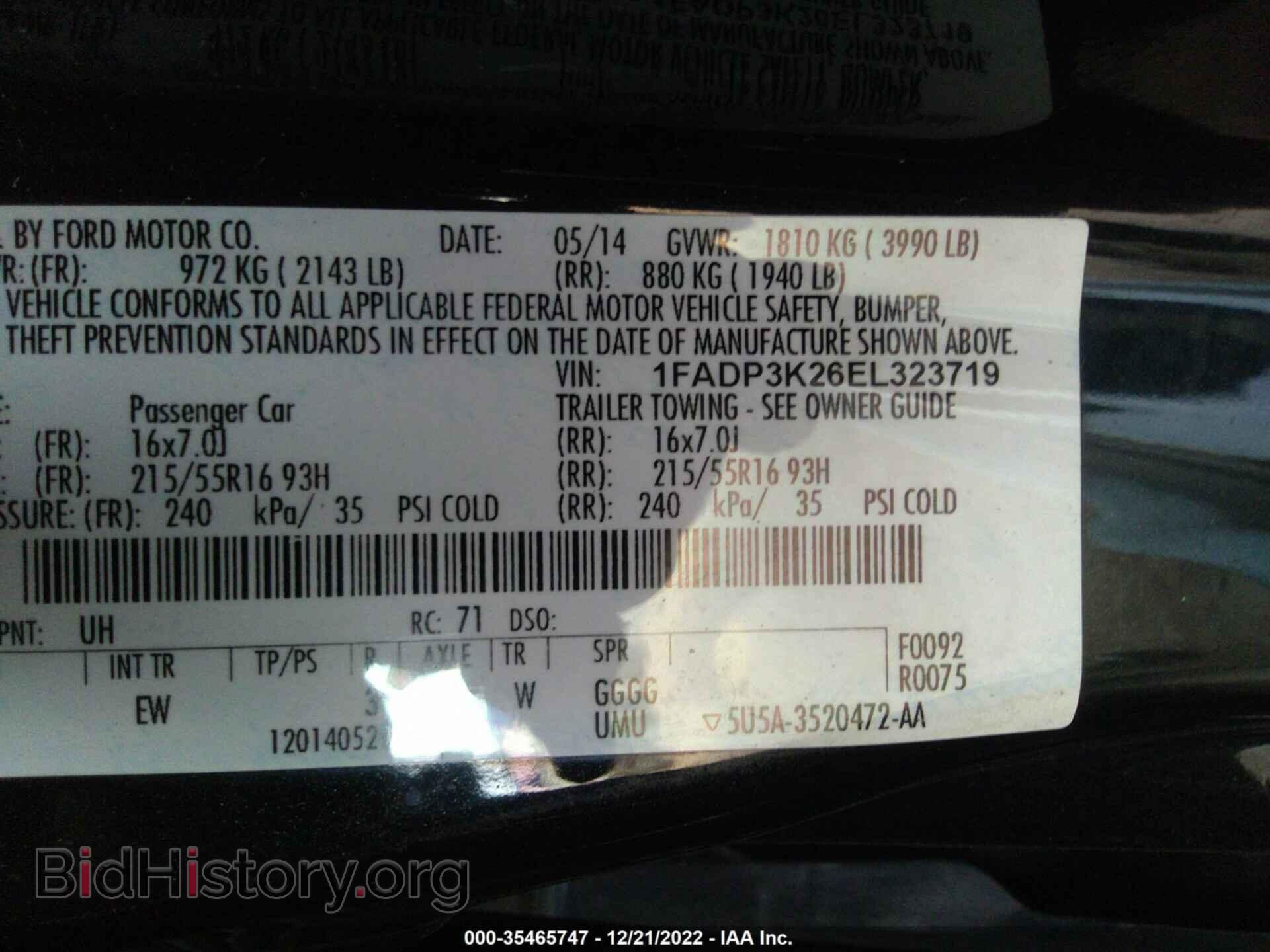 2014 FORD FOCUS - VIN: 1FADP3K26EL323719 - Фото 9