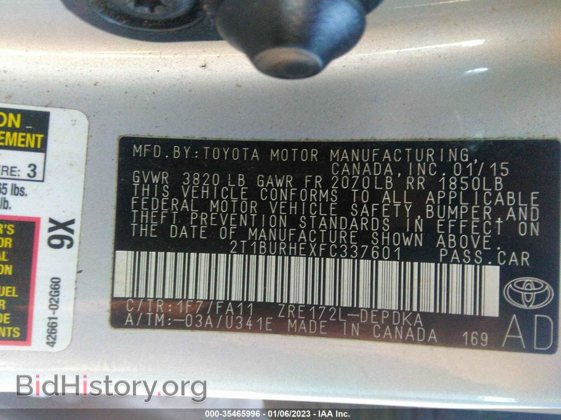 2015 TOYOTA COROLLA - VIN: 2T1BURHEXFC337601 - Photo 9