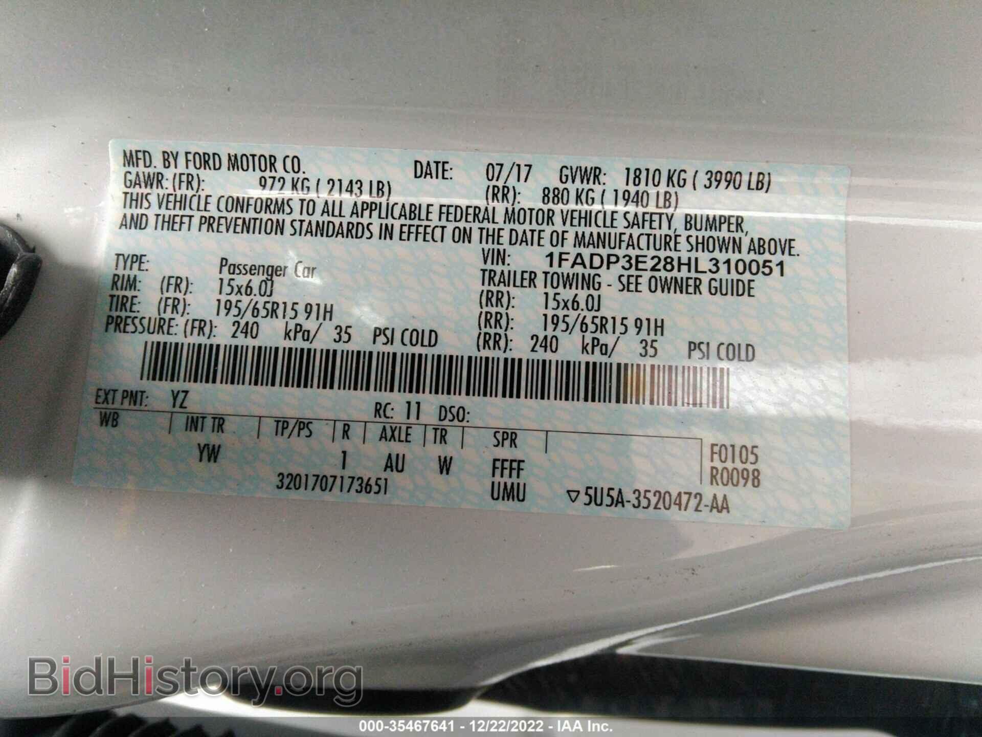 2017 FORD FOCUS - VIN: 1FADP3E28HL310051 - Фото 9