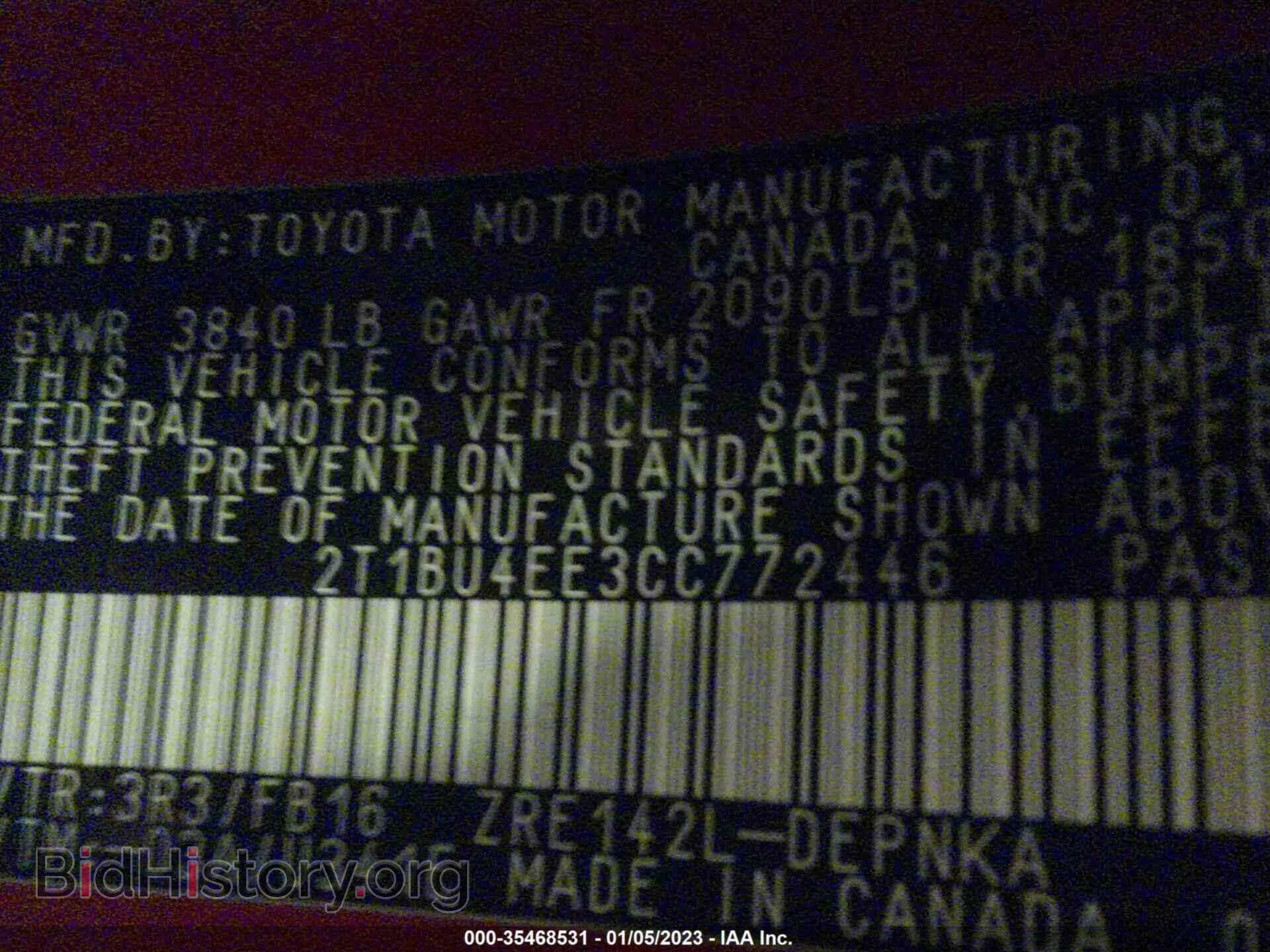 2012 TOYOTA COROLLA - VIN: 2T1BU4EE3CC772446 - Фото 9