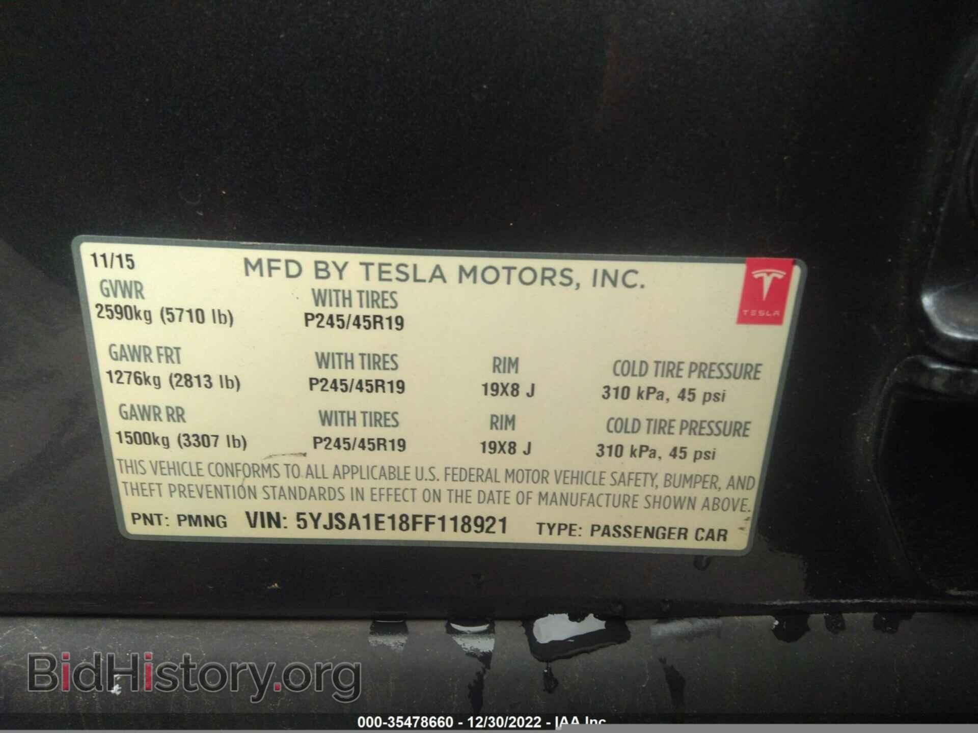2015 TESLA MODEL S - VIN: 5YJSA1E18FF118921 - Photo 9