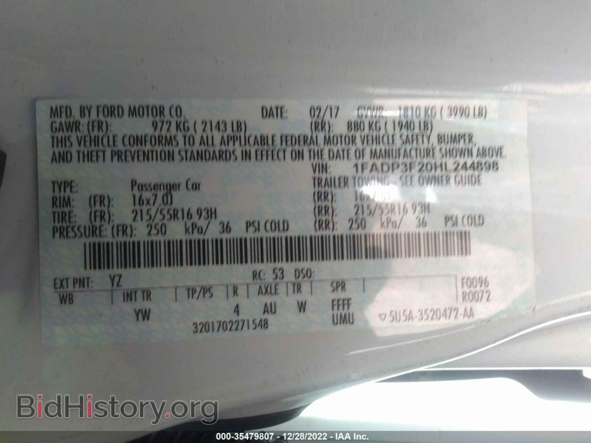 2017 FORD FOCUS - VIN: 1FADP3F20HL244898 - Фото 9