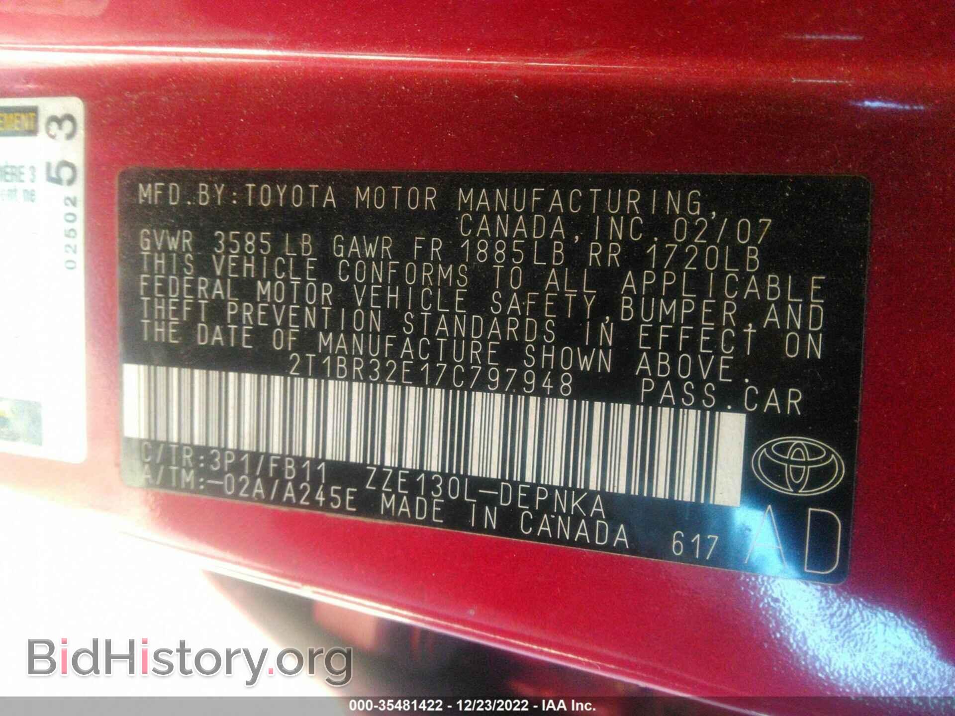 2007 TOYOTA COROLLA - VIN: 2T1BR32E17C797948 - Photo 9
