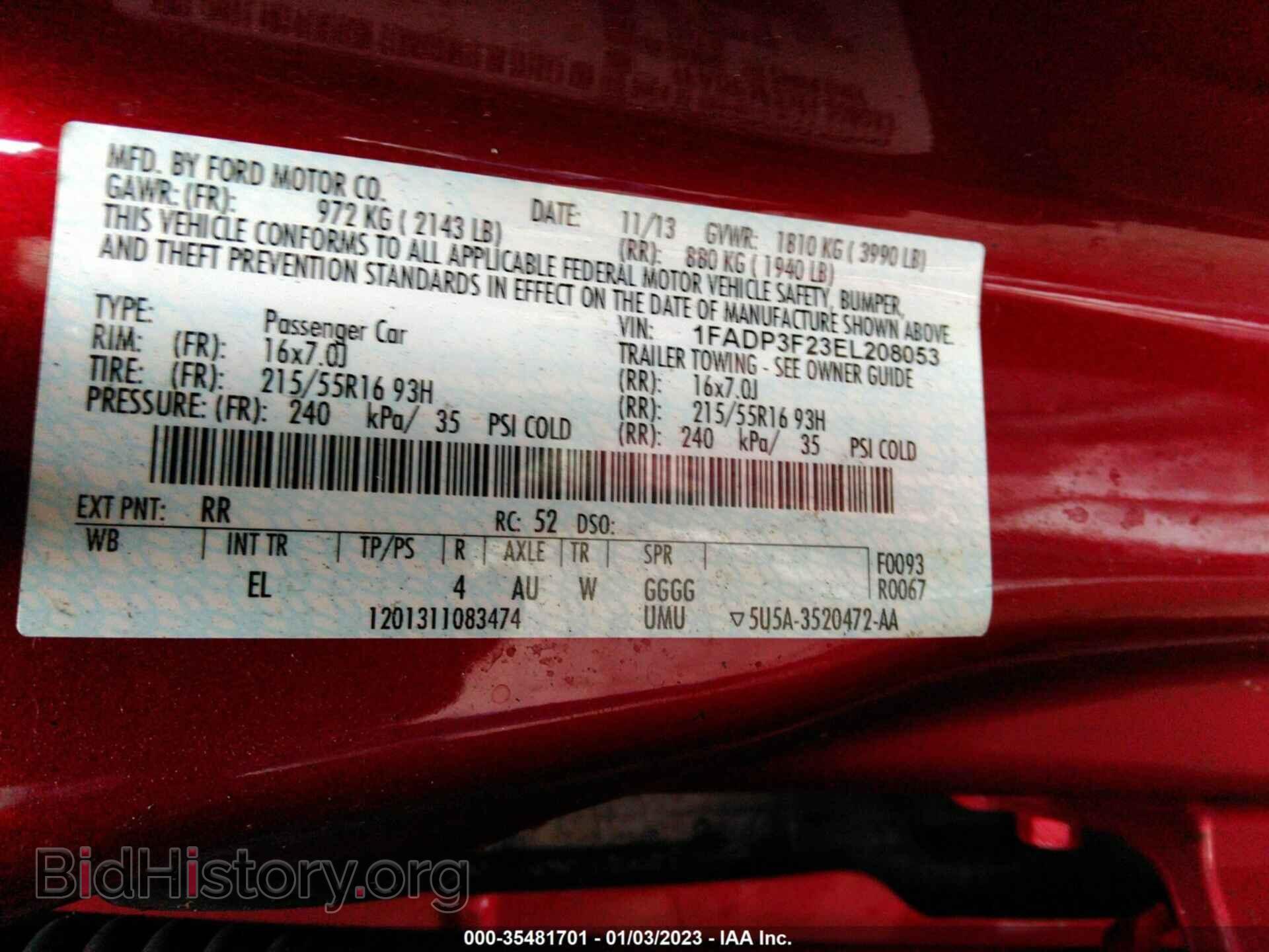 2014 FORD FOCUS - VIN: 1FADP3F23EL208053 - Фото 9