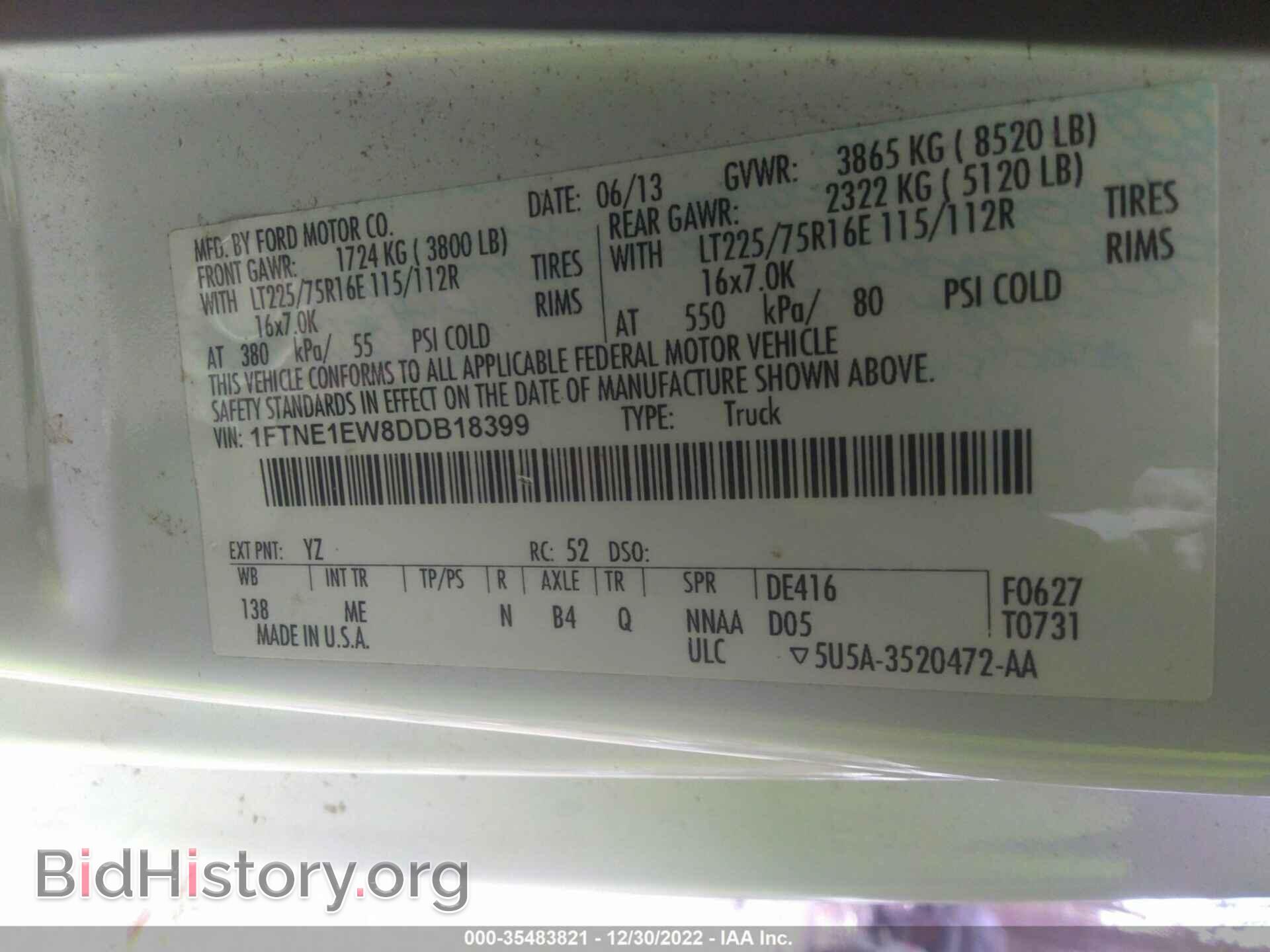 2013 FORD ECONOLINE CARGO VAN - VIN: 1FTNE1EW8DDB18399 - Photo 9