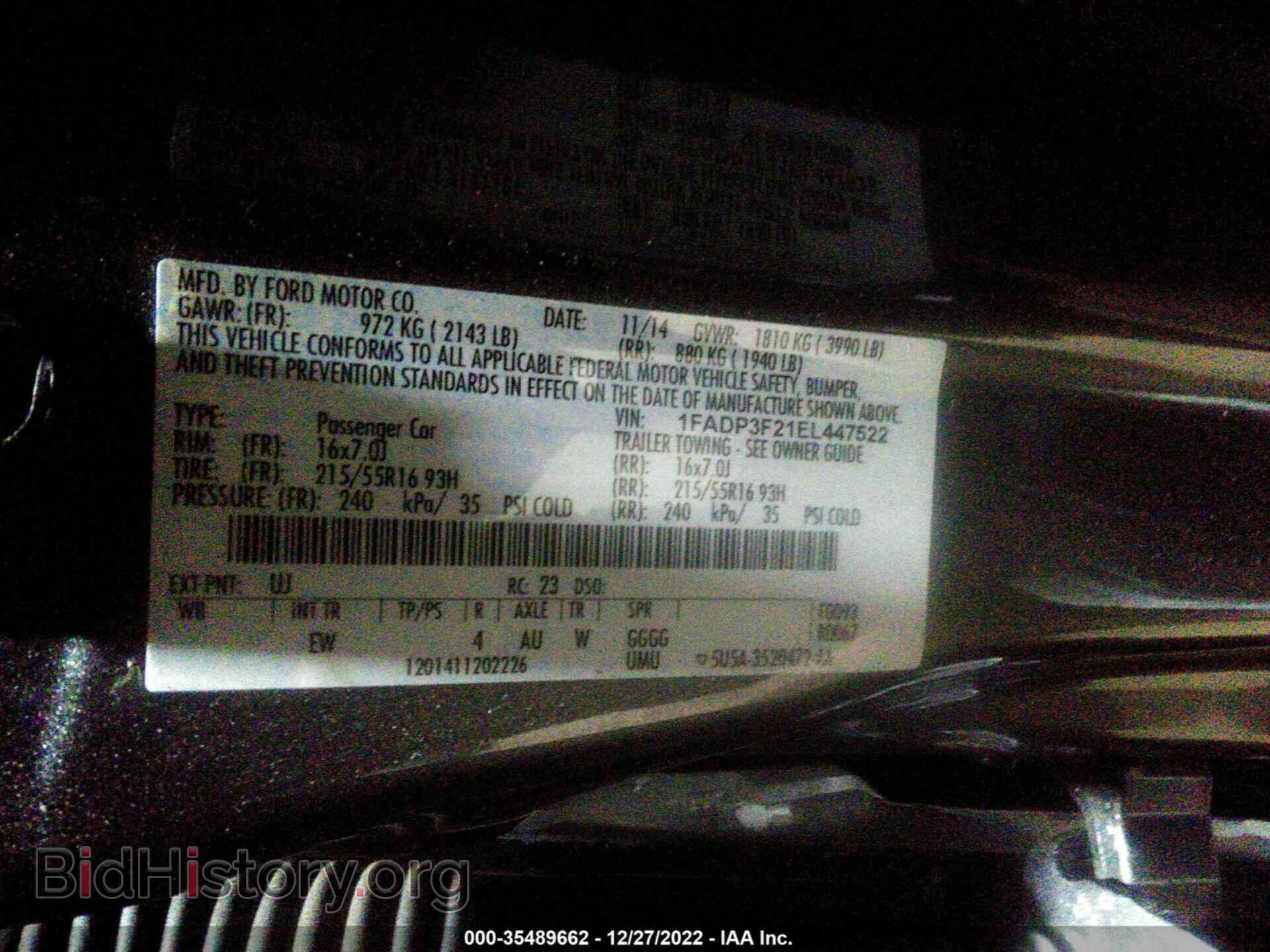 2014 FORD FOCUS - VIN: 1FADP3F21EL447522 - Фото 9