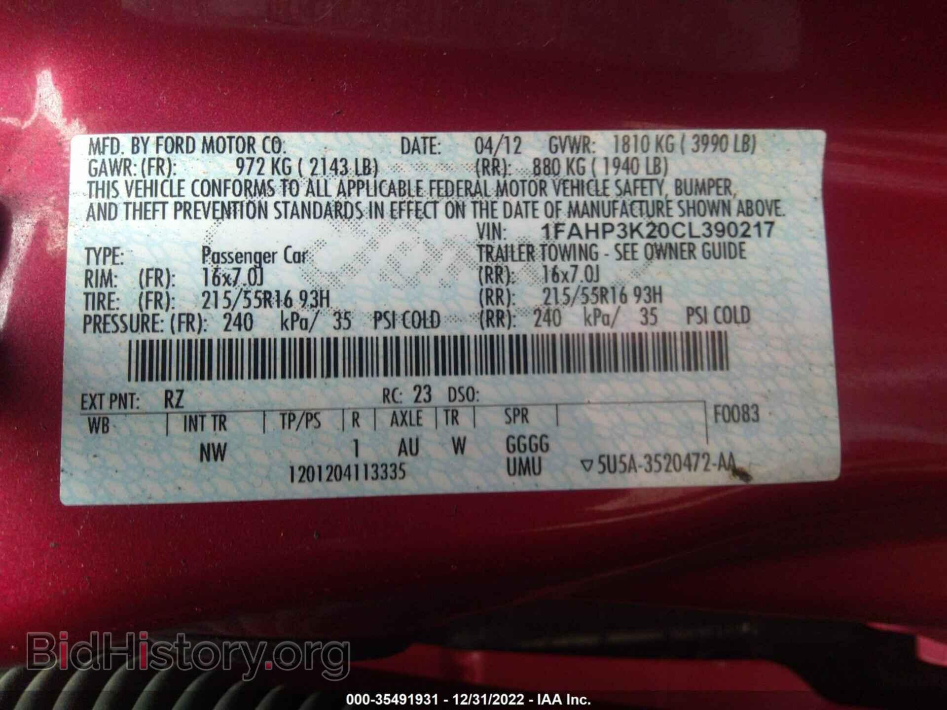 2012 FORD FOCUS - VIN: 1FAHP3K20CL390217 - Photo 9