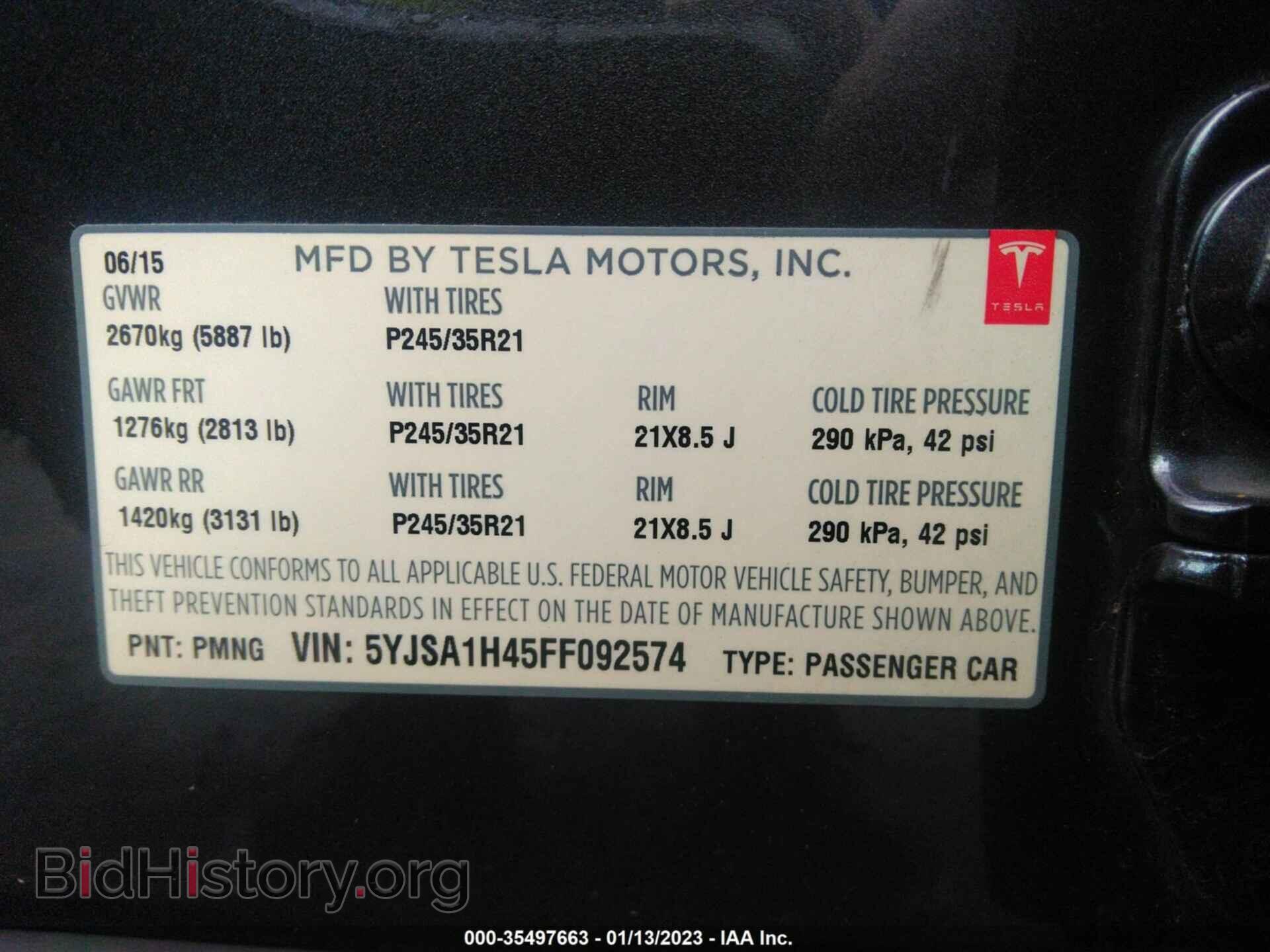2015 TESLA MODEL S - VIN: 5YJSA1H45FF092574 - Фото 9
