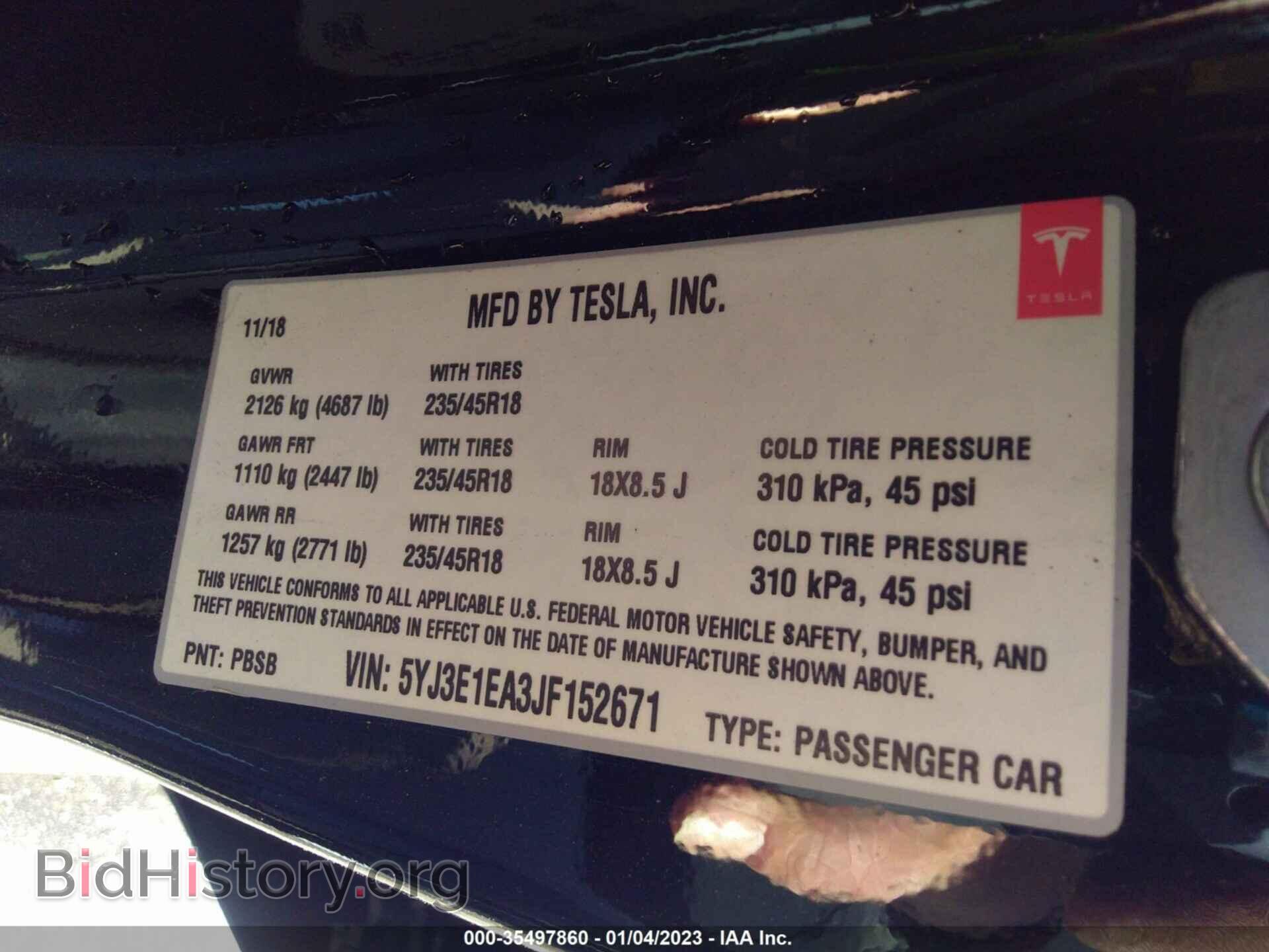 2018 TESLA MODEL 3 - VIN: 5YJ3E1EA3JF152671 - Photo 9